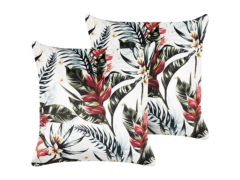 Conjunto de 2 almofadas decorativas EDELWEISS Veludo 45 x 45 cm Multicolor Padrão de plantas