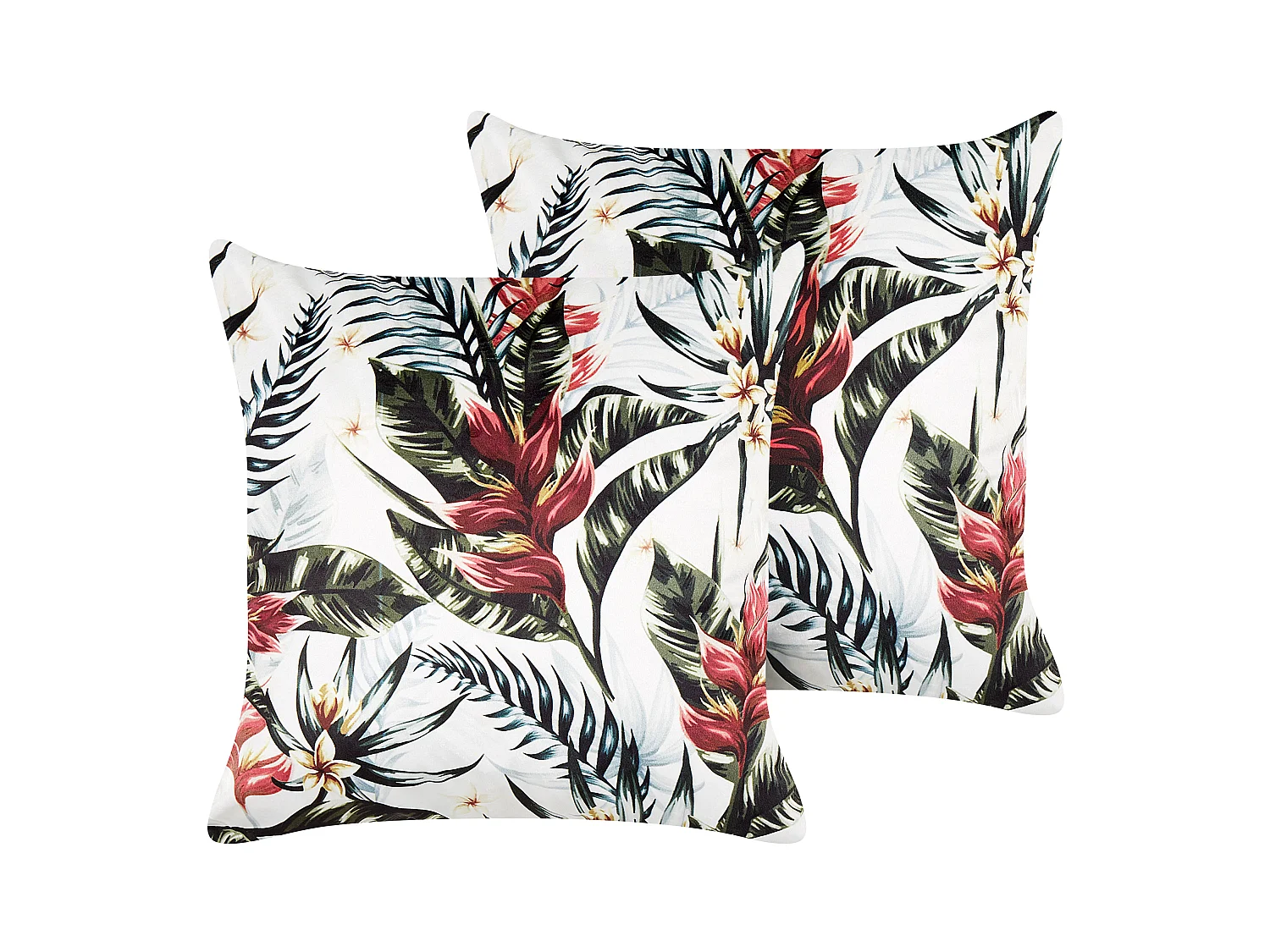 Set van 2 decoratieve kussens EDELWEISS Fluweel 45 x 45 cm Multicolor Bladpatroon