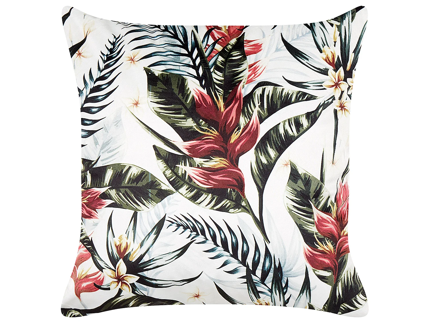 2x Dekokissen Sofakissen Couchkissen Blumenmotiv Blattmuster grün/rot 45x45 cm