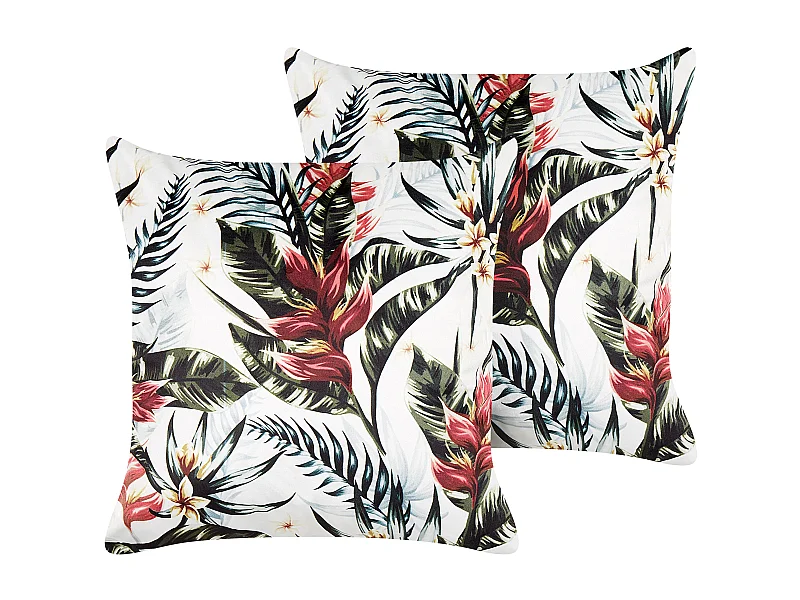 Set di 2 cuscini EDELWEISS Velluto 45 x 45 cm Multicolore Trama di piante