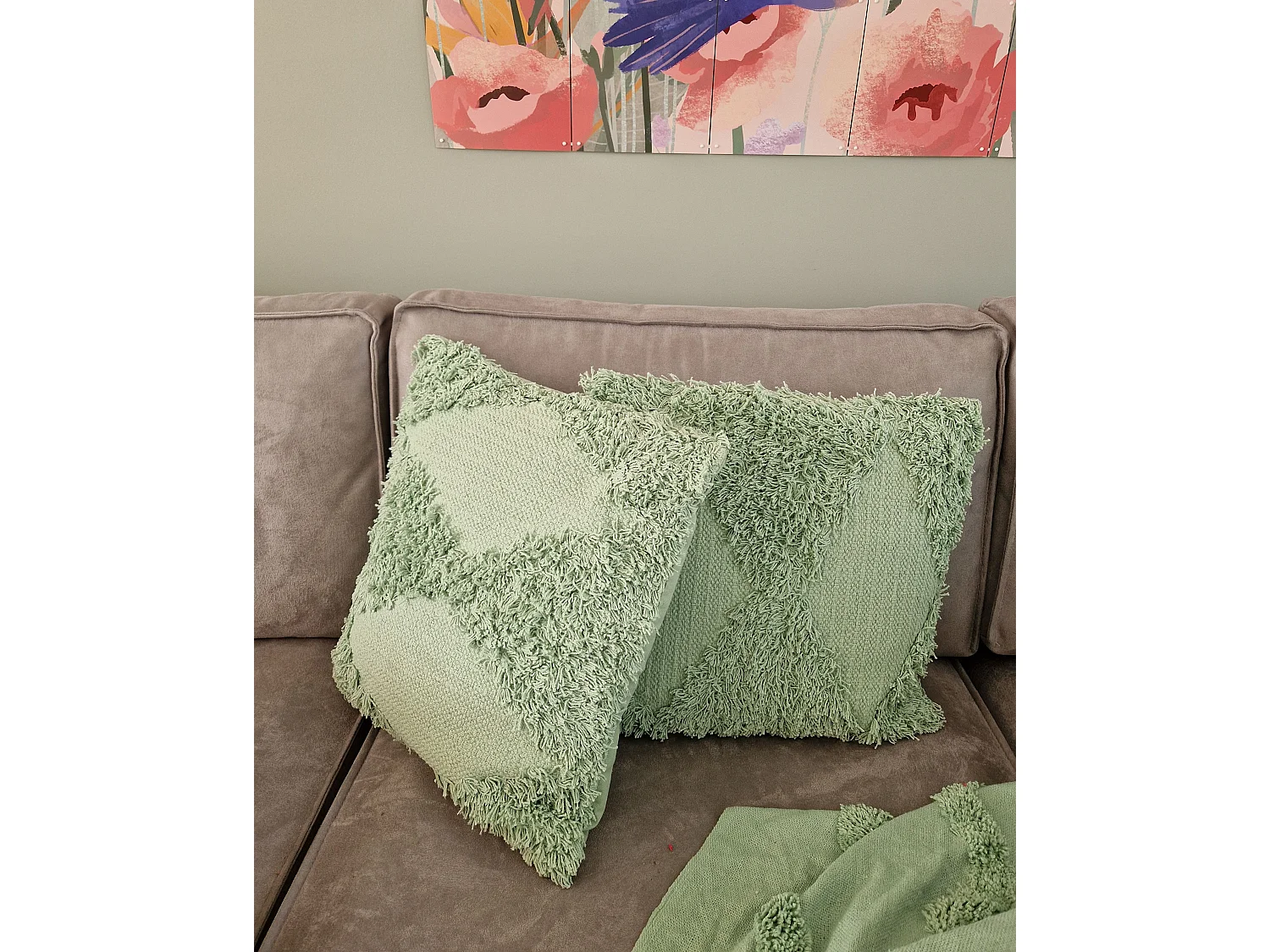 Dekokissen geometrisches Muster Baumwolle grün getuftet 45 x 45 cm 2er Set RHOEO