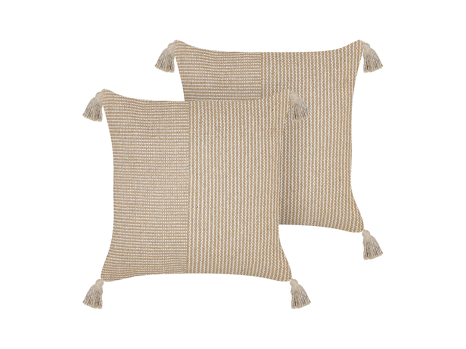 Conjunto de 2 cojines decorativos ARALIA Algodón 45 x 45 cm Beige Patrón geométrico