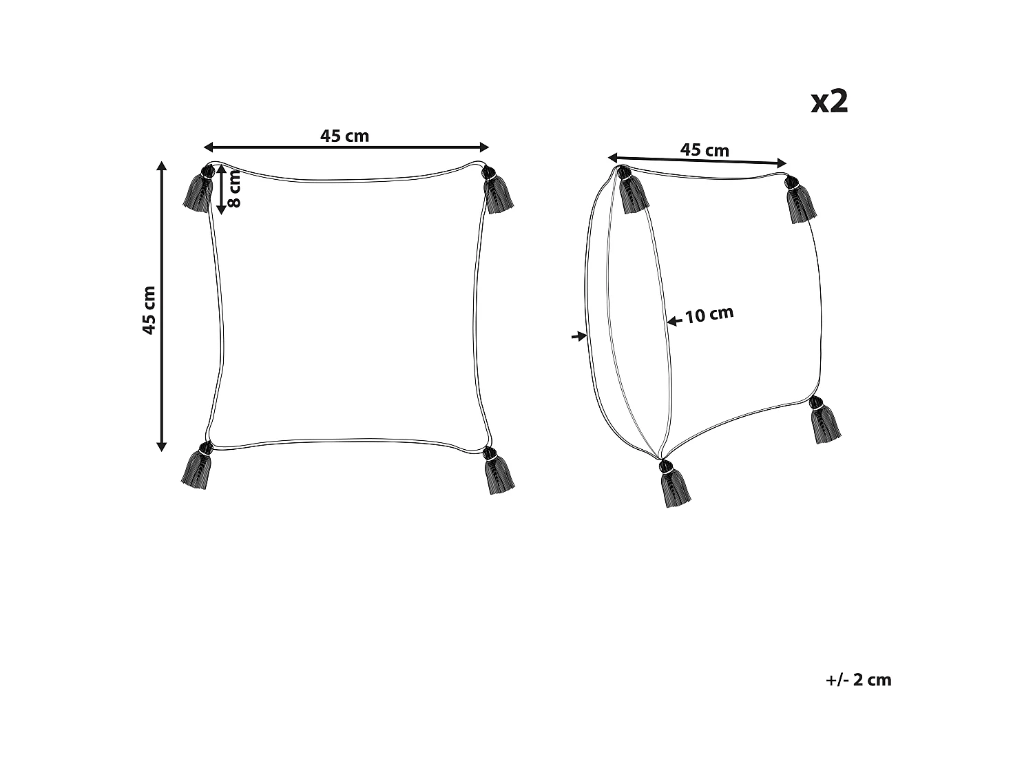 Conjunto de 2 cojines decorativos ARALIA Algodón 45 x 45 cm Beige Patrón geométrico