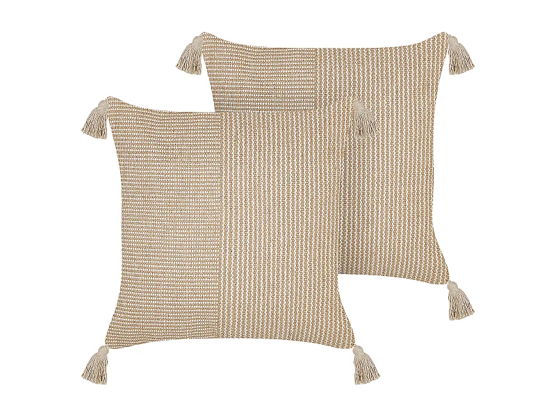 Set di 2 cuscini ARALIA Cotone 45 x 45 cm Beige Trama geometrica