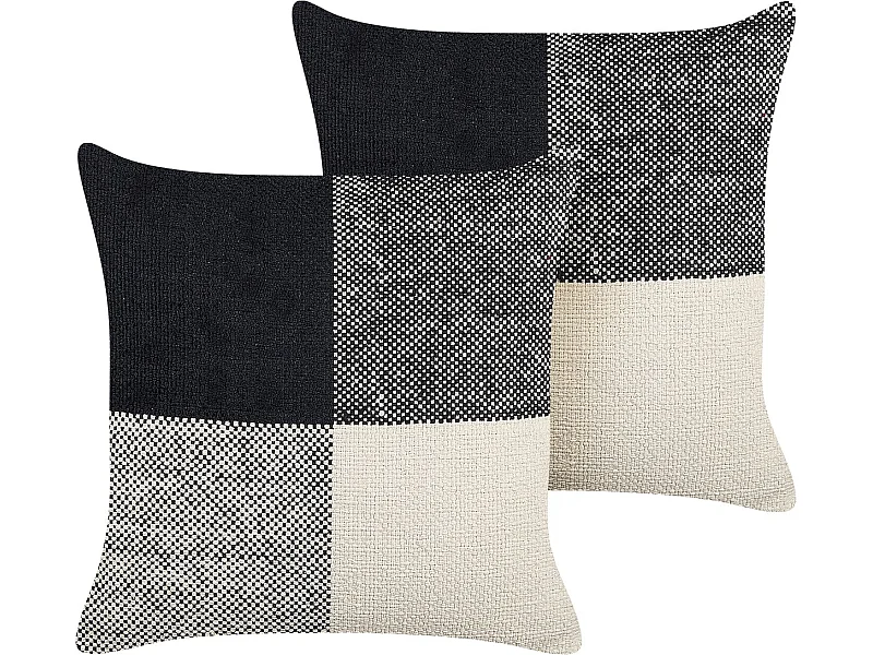 Conjunto de 2 almofadas decorativas LAELIA Algodão 45 x 45 cm Preto Patchwork