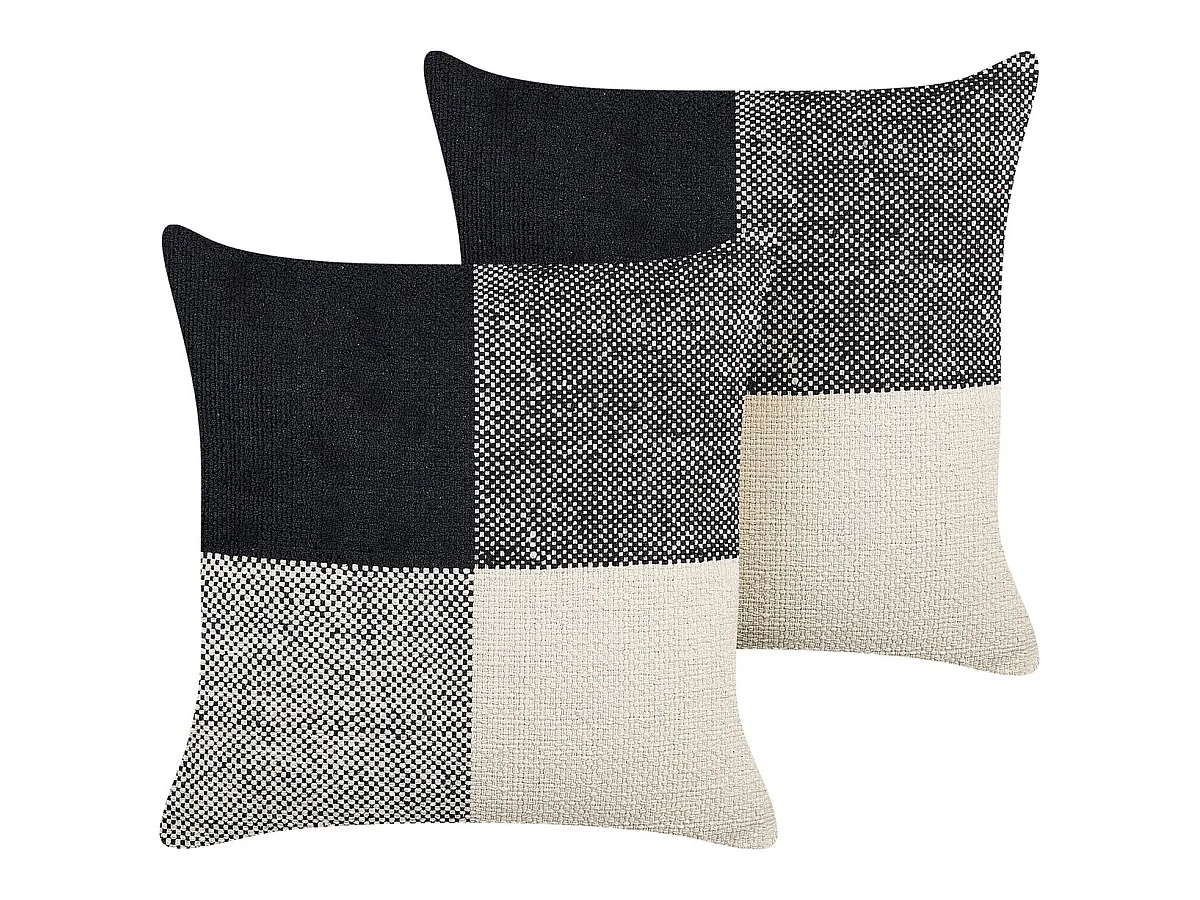 Dekokissen 2er Set LAELIA Baumwolle 45 x 45 cm Schwarz Patchwork