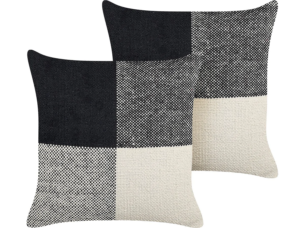 Dekokissen 2er Set LAELIA Baumwolle 45 x 45 cm Schwarz Patchwork