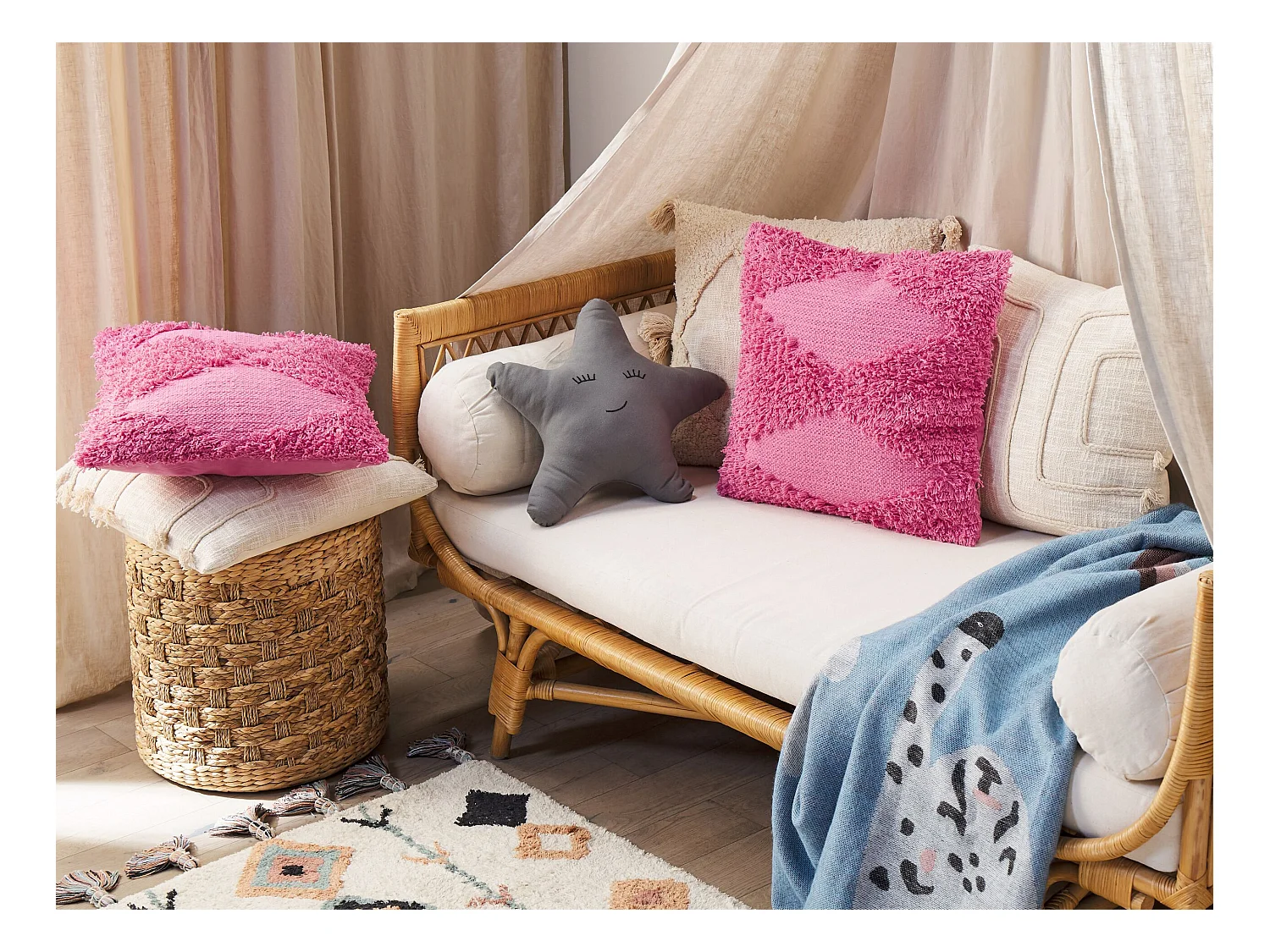 Lot de 2 coussins décoratifs RHOEO Coton 45 x 45 cm Rose