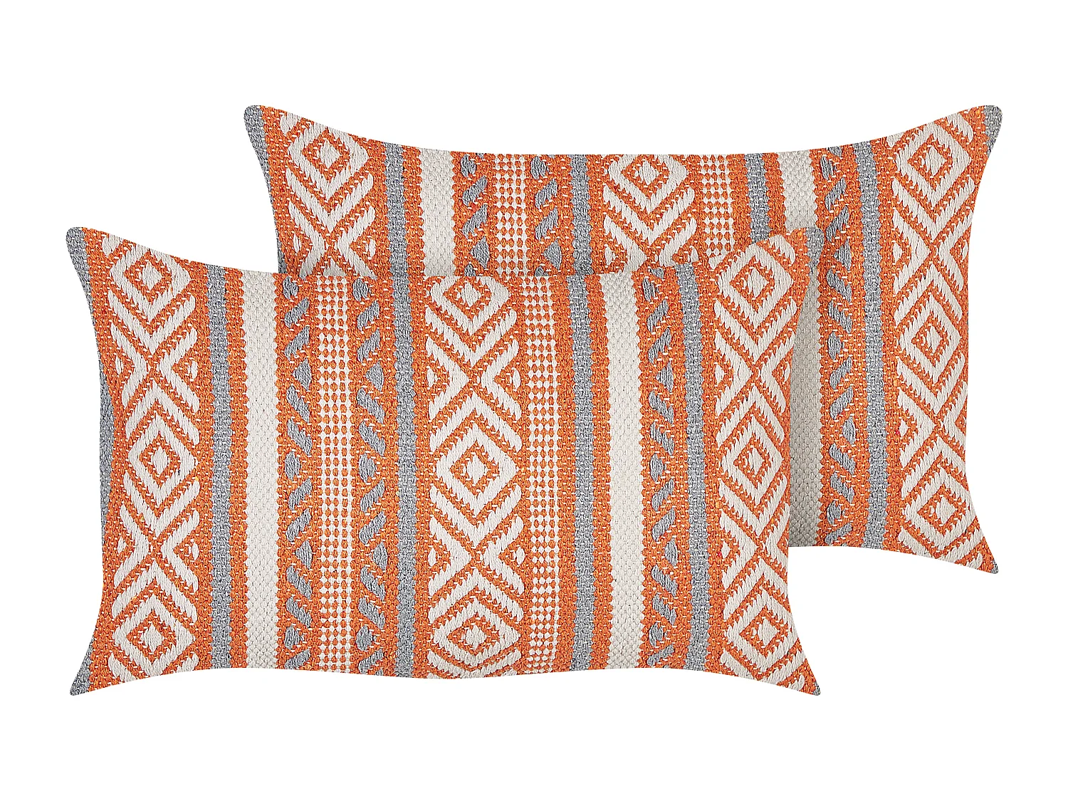 Dekokissen 2er Set mit Füllung geometrisches Muster Baumwolle bunt 35 x 55 cm Inula