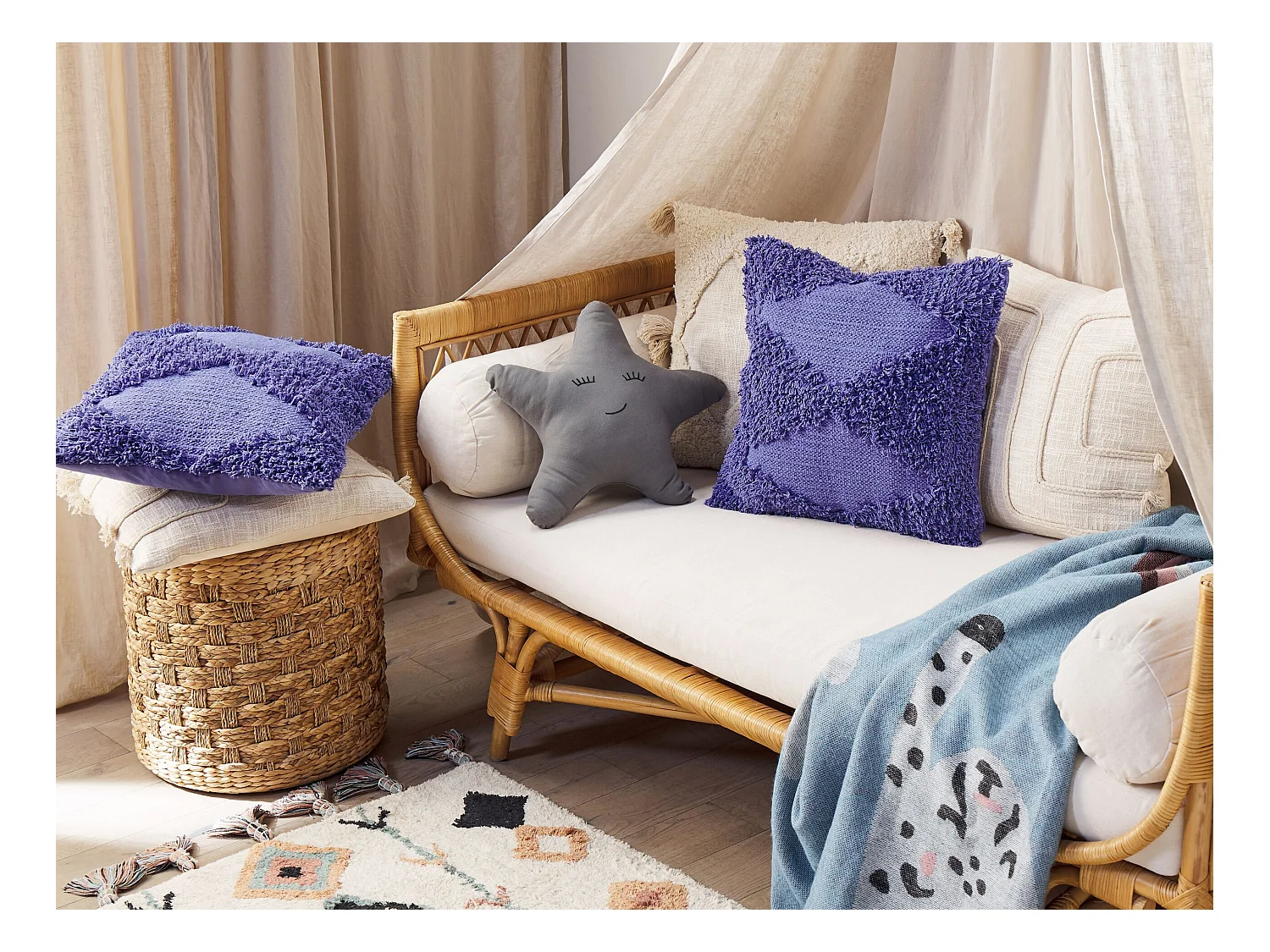 Lot de 2 coussins décoratifs RHOEO Coton 45 x 45 cm Violet