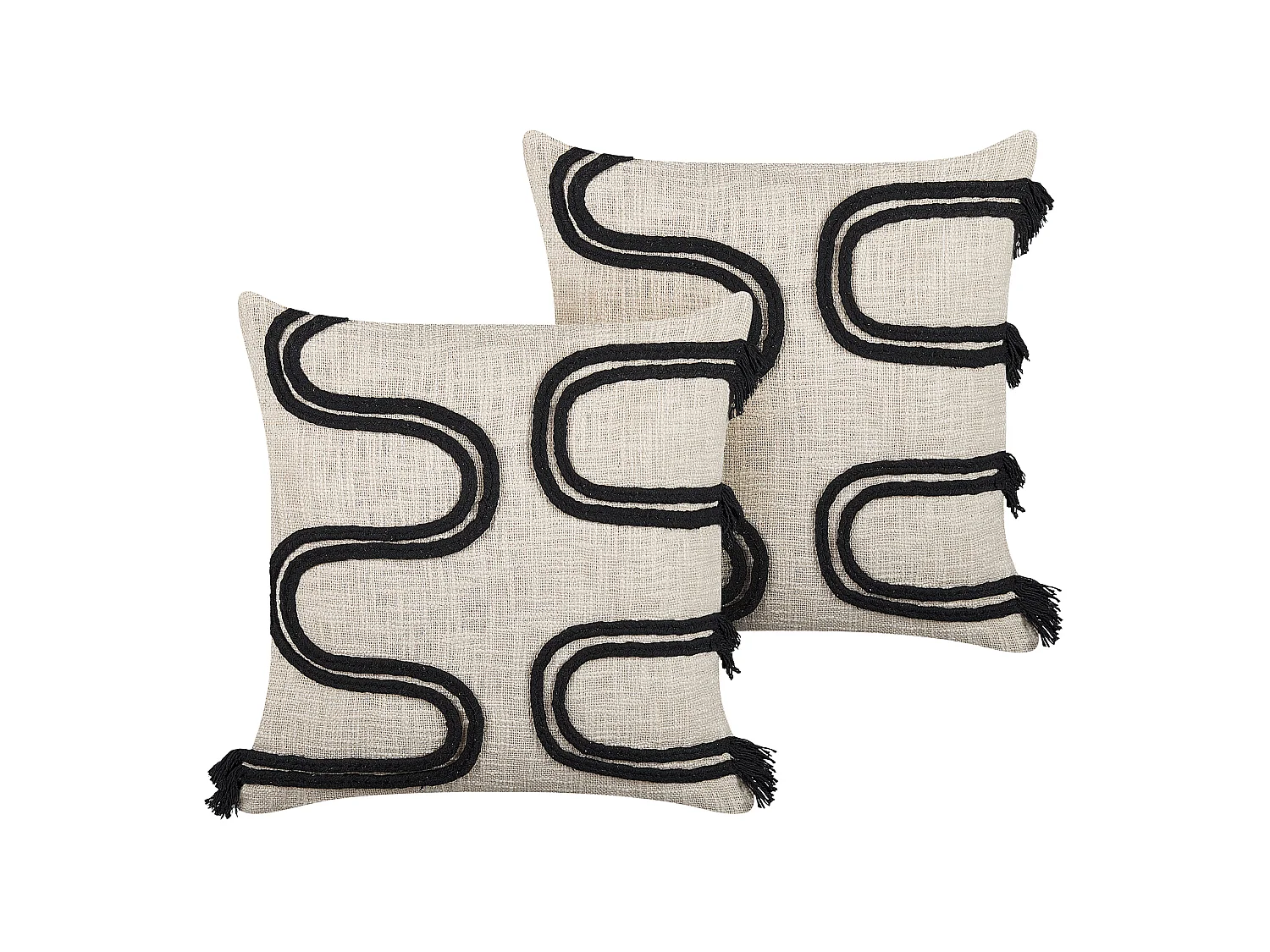 Zestaw 2 poduszek dekoracyjnych FUCHSIA Bawełna 45 x 45 cm Jasnobeżowy Wzór geometryczny