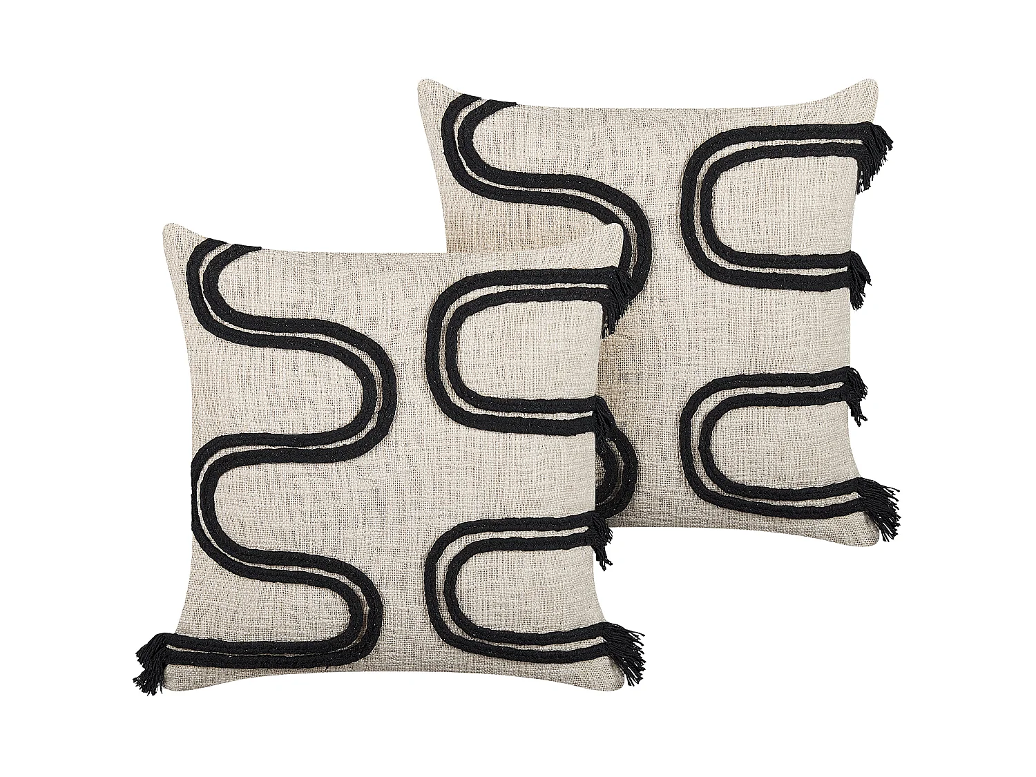 Lot de 2 coussins décoratifs FUCHSIA Coton 45 x 45 cm Beige clair Motif géométrique