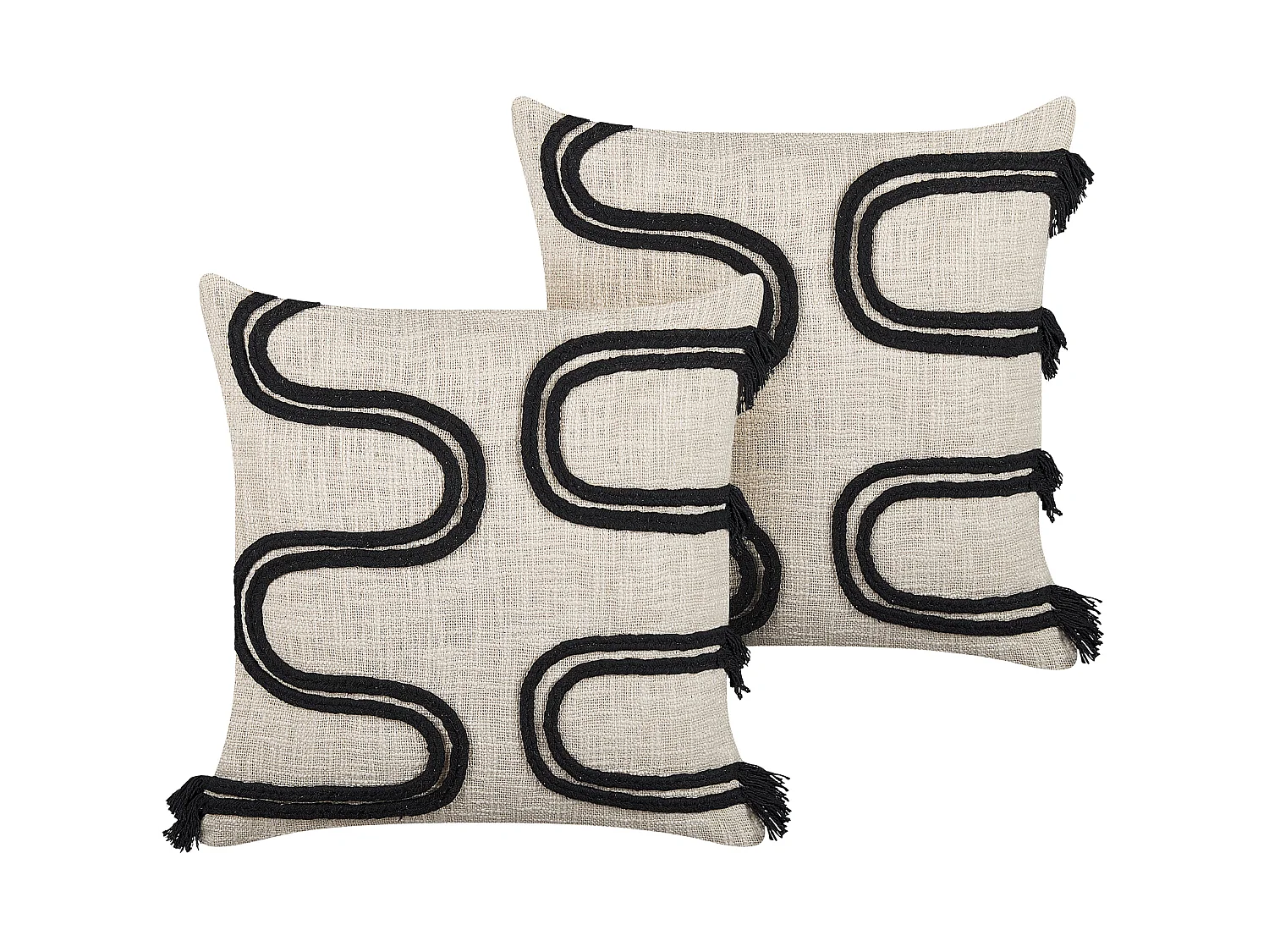 Set van 2 decoratieve kussens FUCHSIA Katoen 45 x 45 cm Lichtbeige Geometrisch patroon