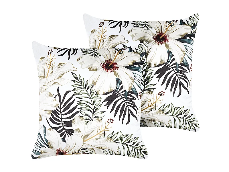 Conjunto de 2 almofadas decorativas OKRA Veludo 45 x 45 cm Multicolor Padrão de plantas