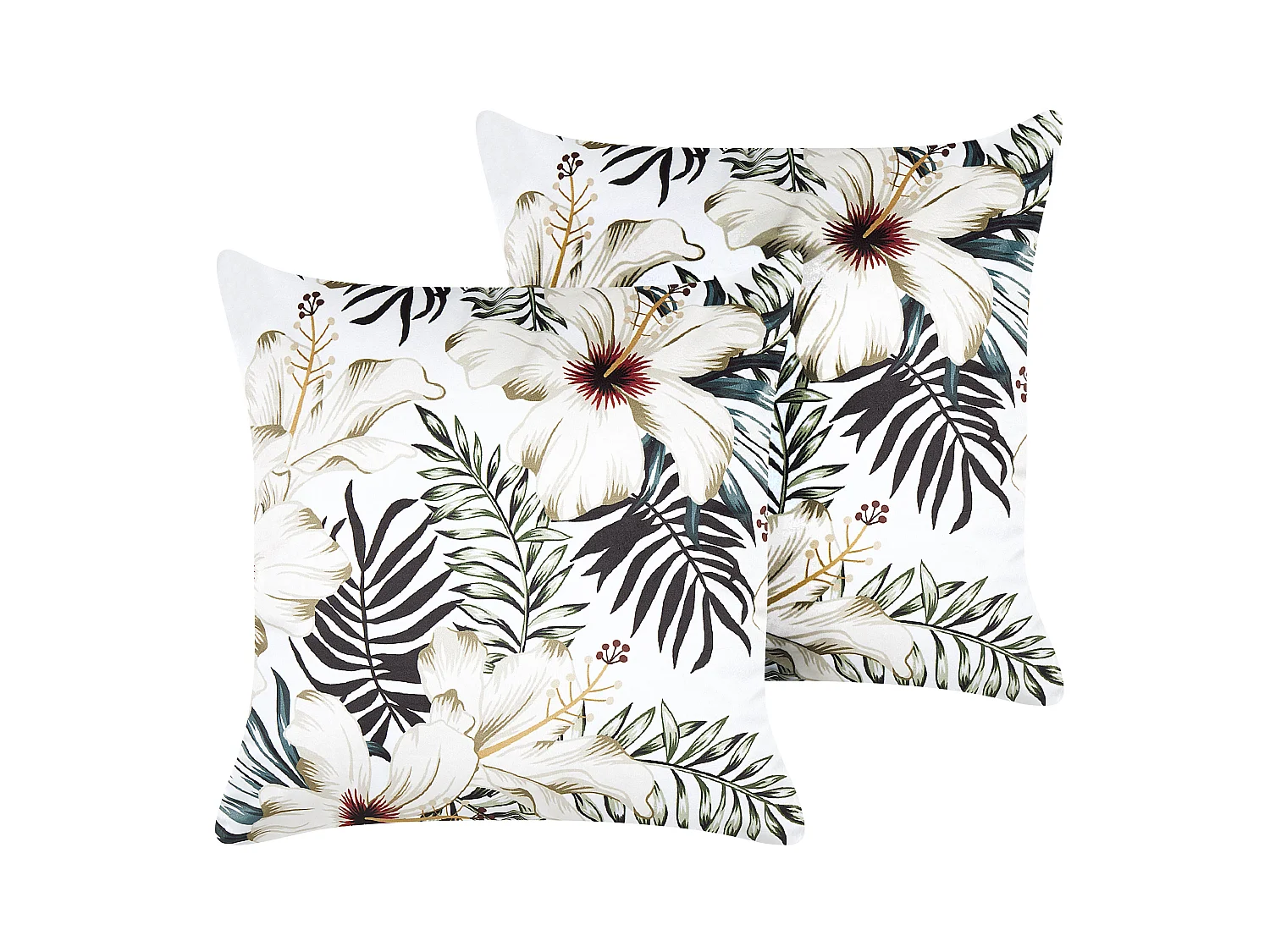 Lot de 2 coussins décoratifs OKRA Velours 45 x 45 cm Multicolore Motif de plante