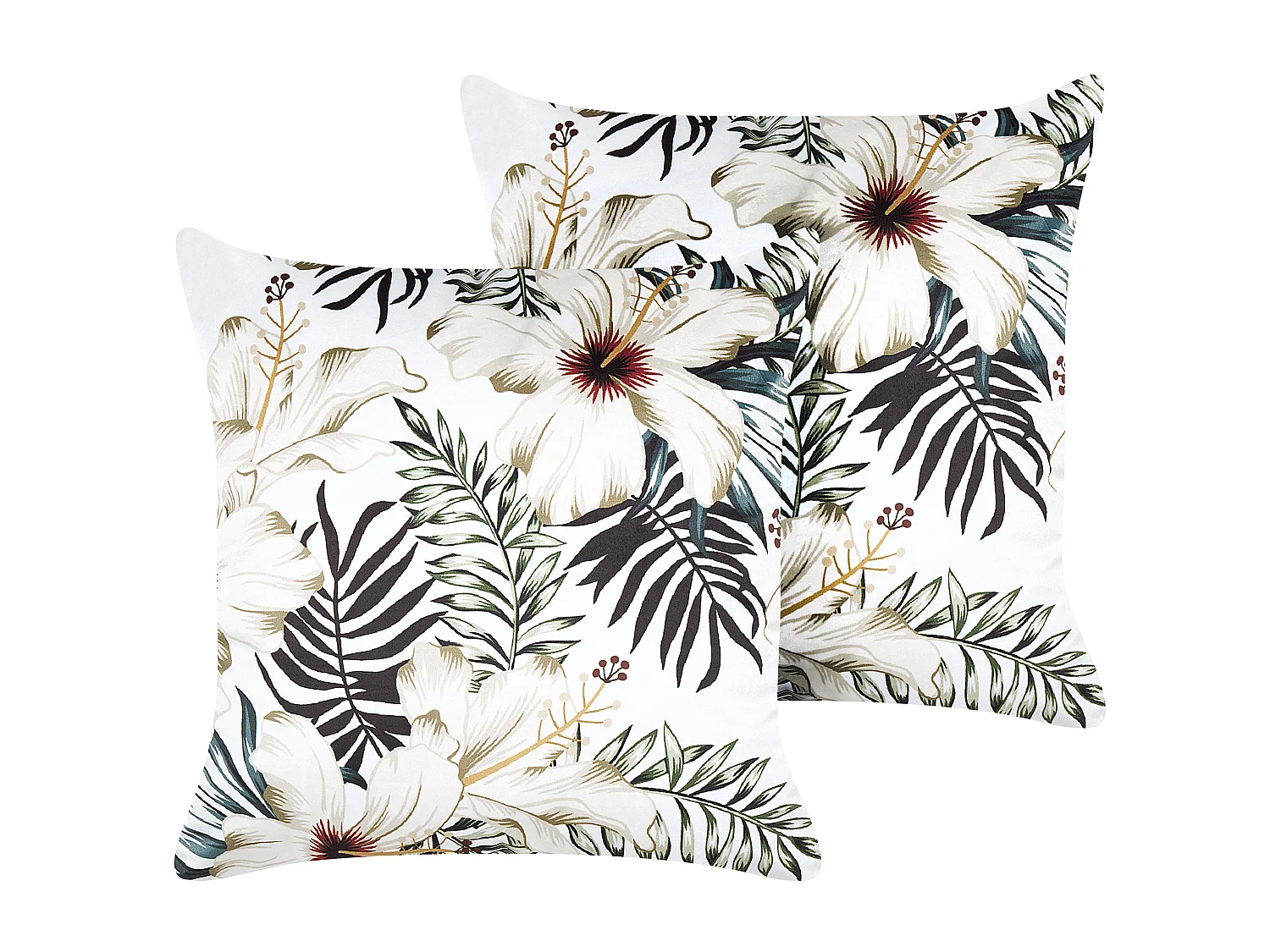 Dekokissen 2er Set OKRA Samtstoff 45 x 45 cm Bunt Pflanzenmuster