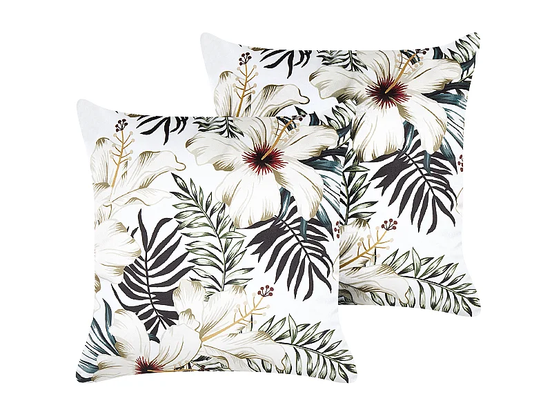 Set di 2 cuscini OKRA Velluto 45 x 45 cm Multicolore Trama di piante