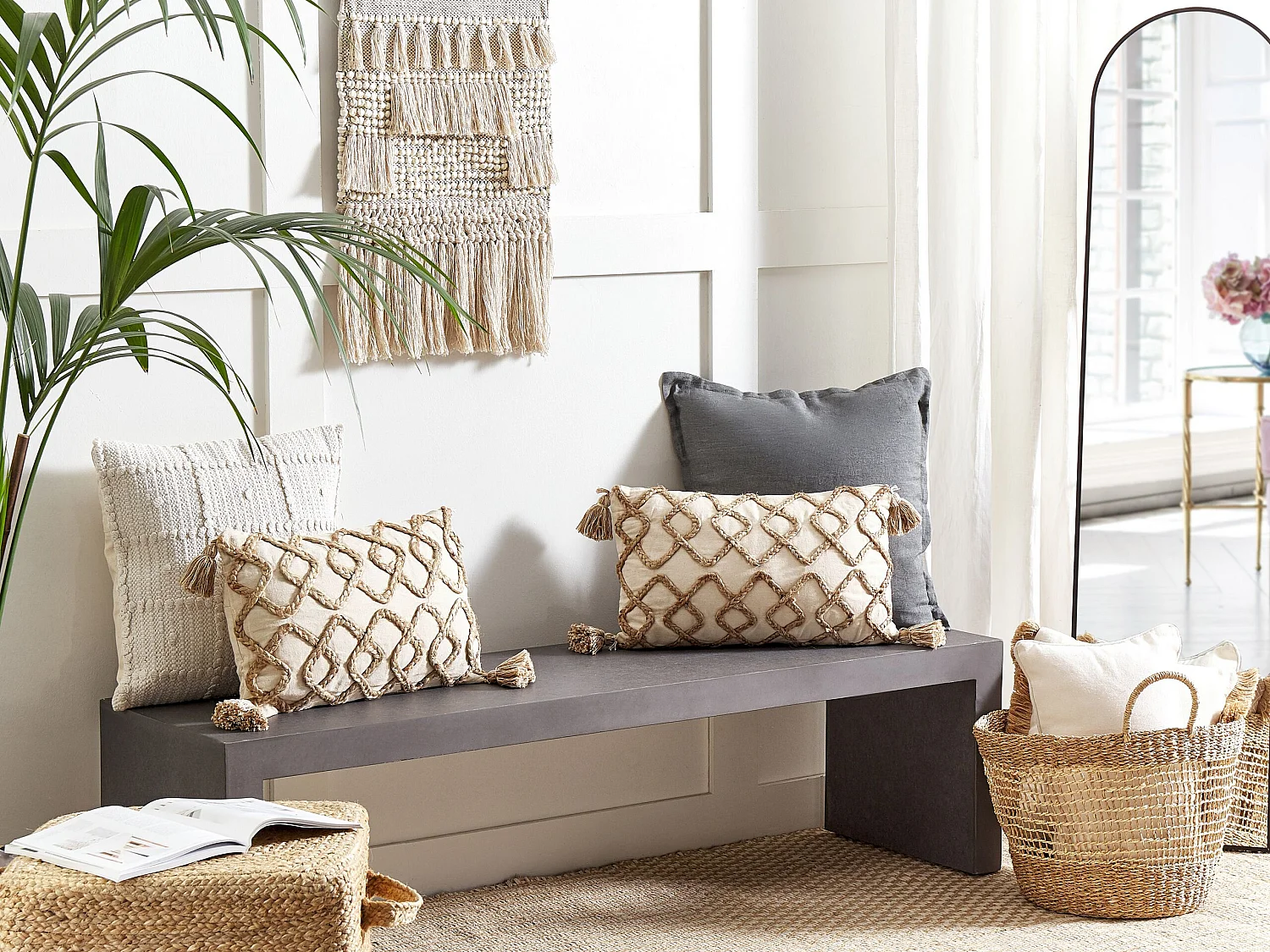 Poduszka dekoracyjna INCANA Bawełna 30 x 50 cm Beżowy Wzór geometryczny