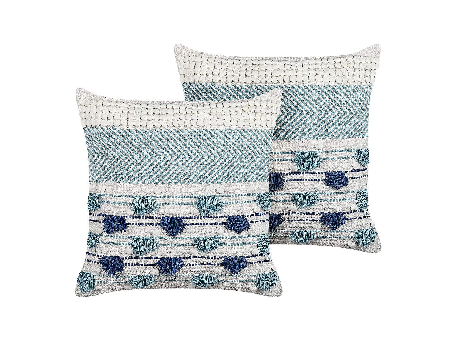 Dekokissen 2er Set mit Füllung Muster Baumwolle weiß / blau 45 x 45 cm Datura