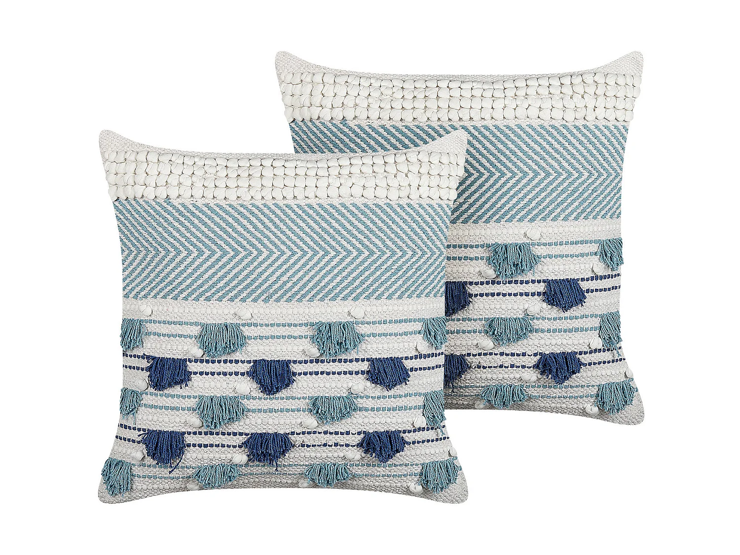 Set van 2 decoratieve kussens DATURA Katoen 45 x 45 cm Blauw Geometrisch patroon