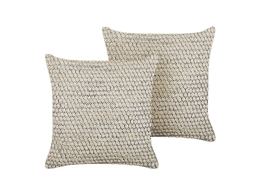 Zestaw 2 poduszek dekoracyjnych HOWEA Bawełna 45 x 45 cm Beżowy Wzór geometryczny