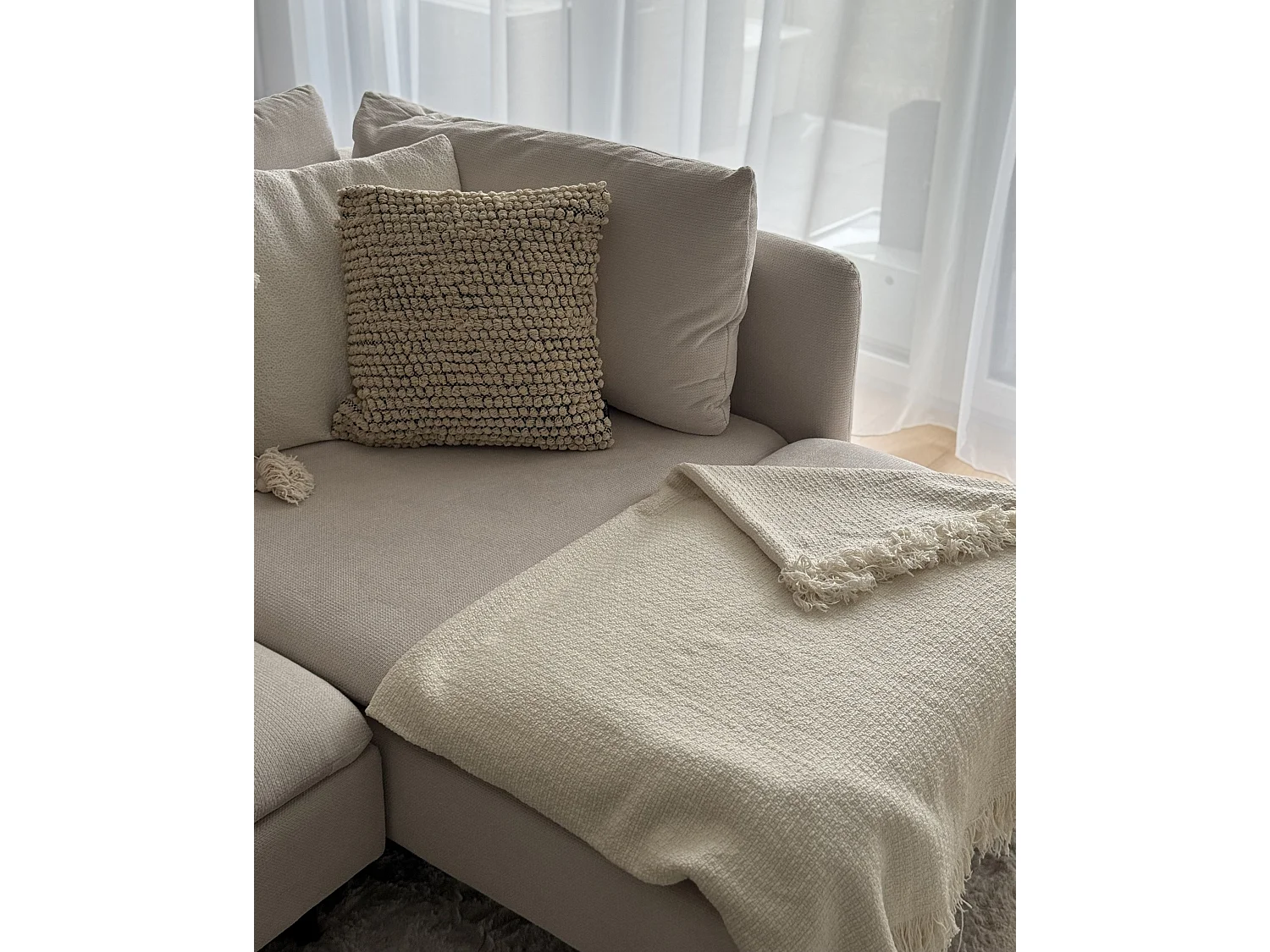 Lot de 2 coussins décoratifs HOWEA Coton 45 x 45 cm Beige Motif géométrique