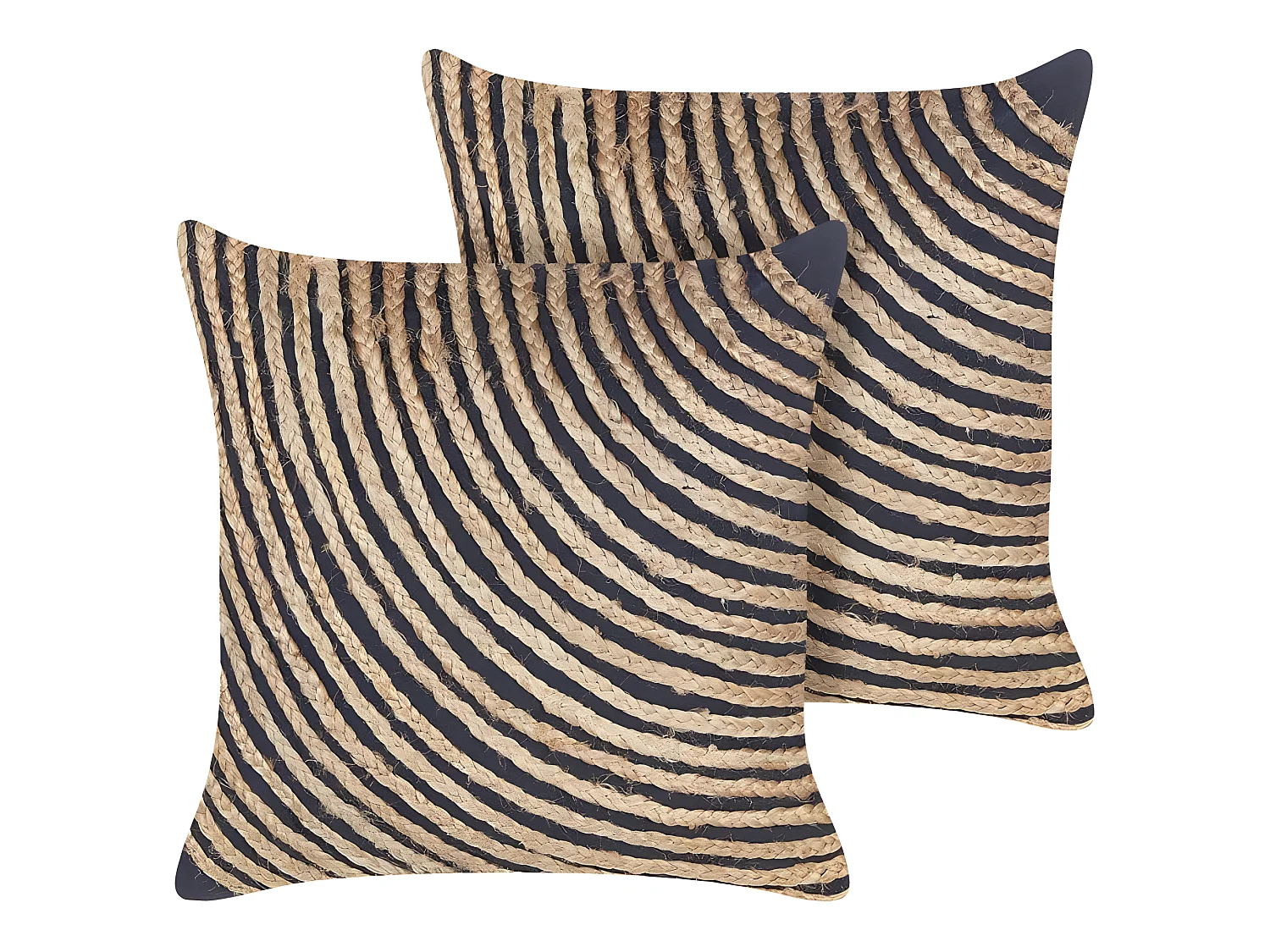 Lot de 2 coussins décoratifs BERGENIA Jute 45 x 45 cm Noir À rayure