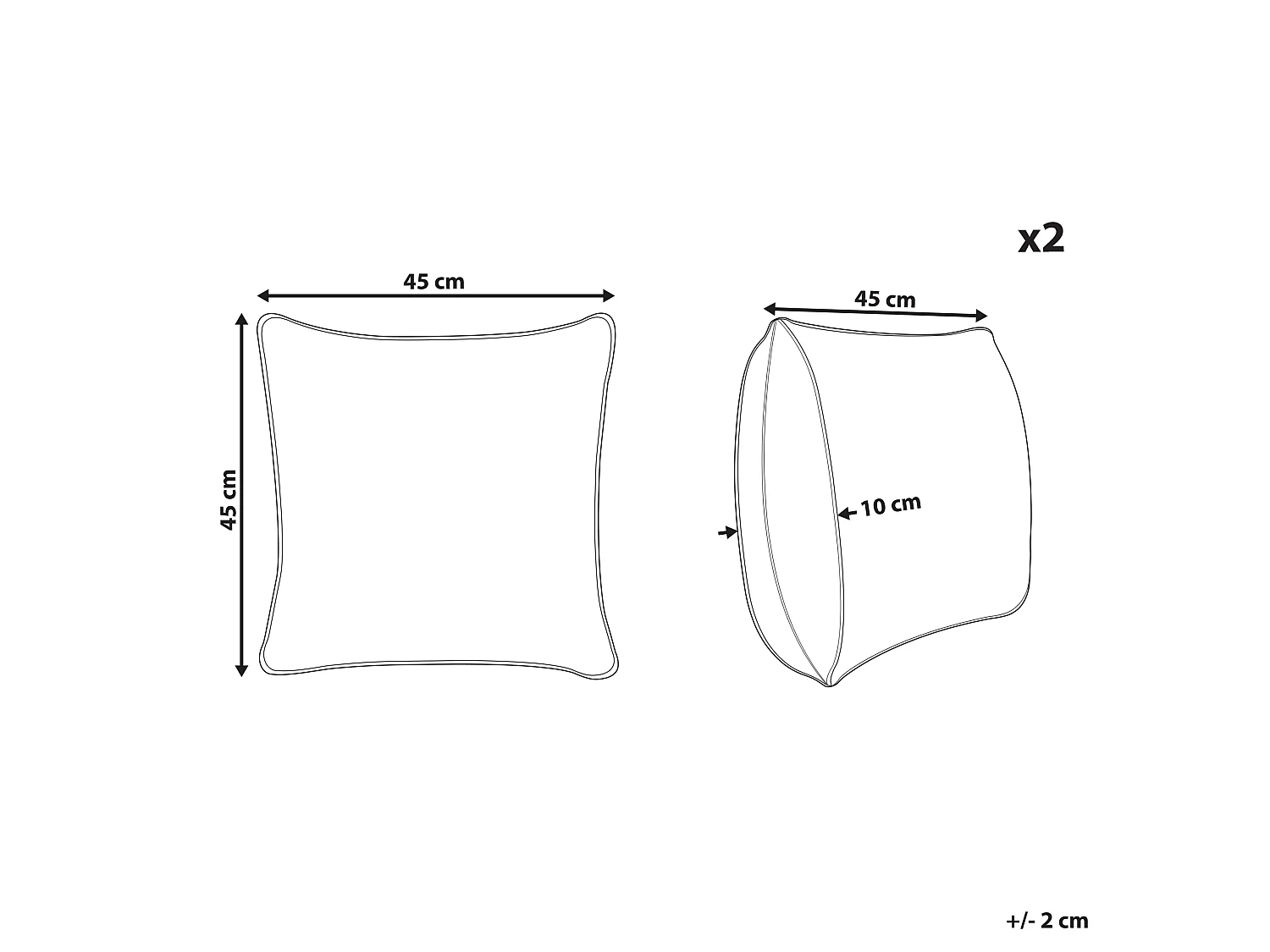 Lot de 2 coussins décoratifs BERGENIA Jute 45 x 45 cm Noir À rayure