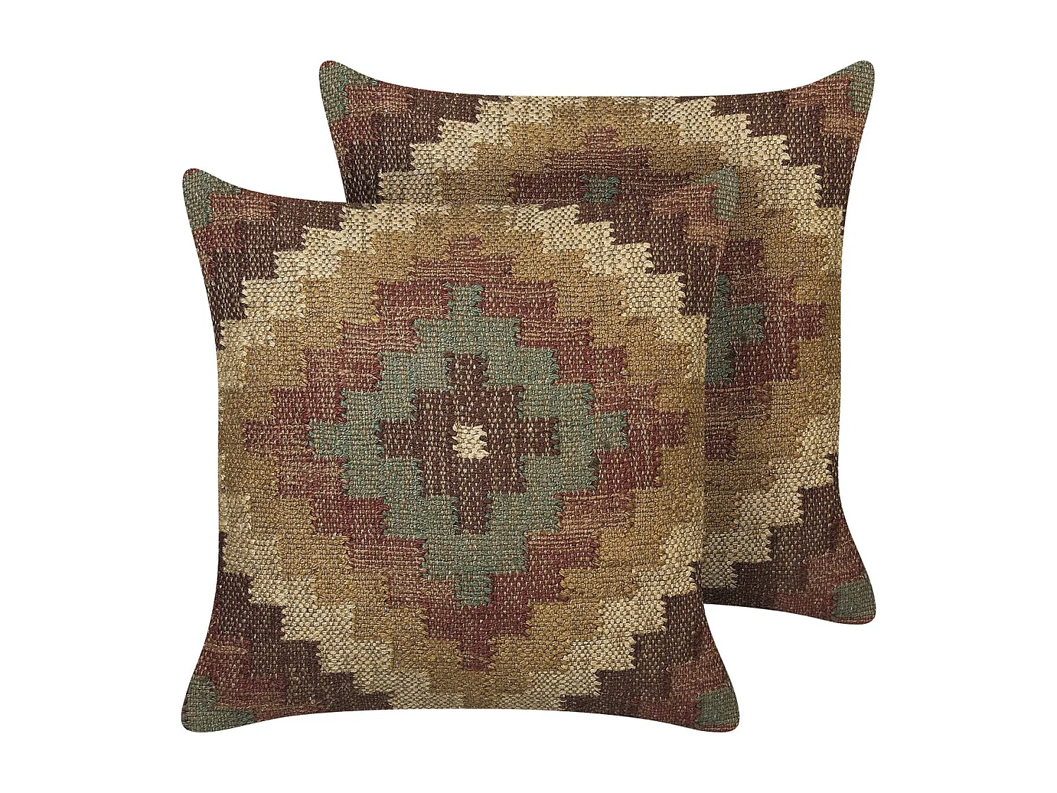 Conjunto de 2 almofadas decorativas MAGURI Juta 45 x 45 cm Castanho Padrão oriental