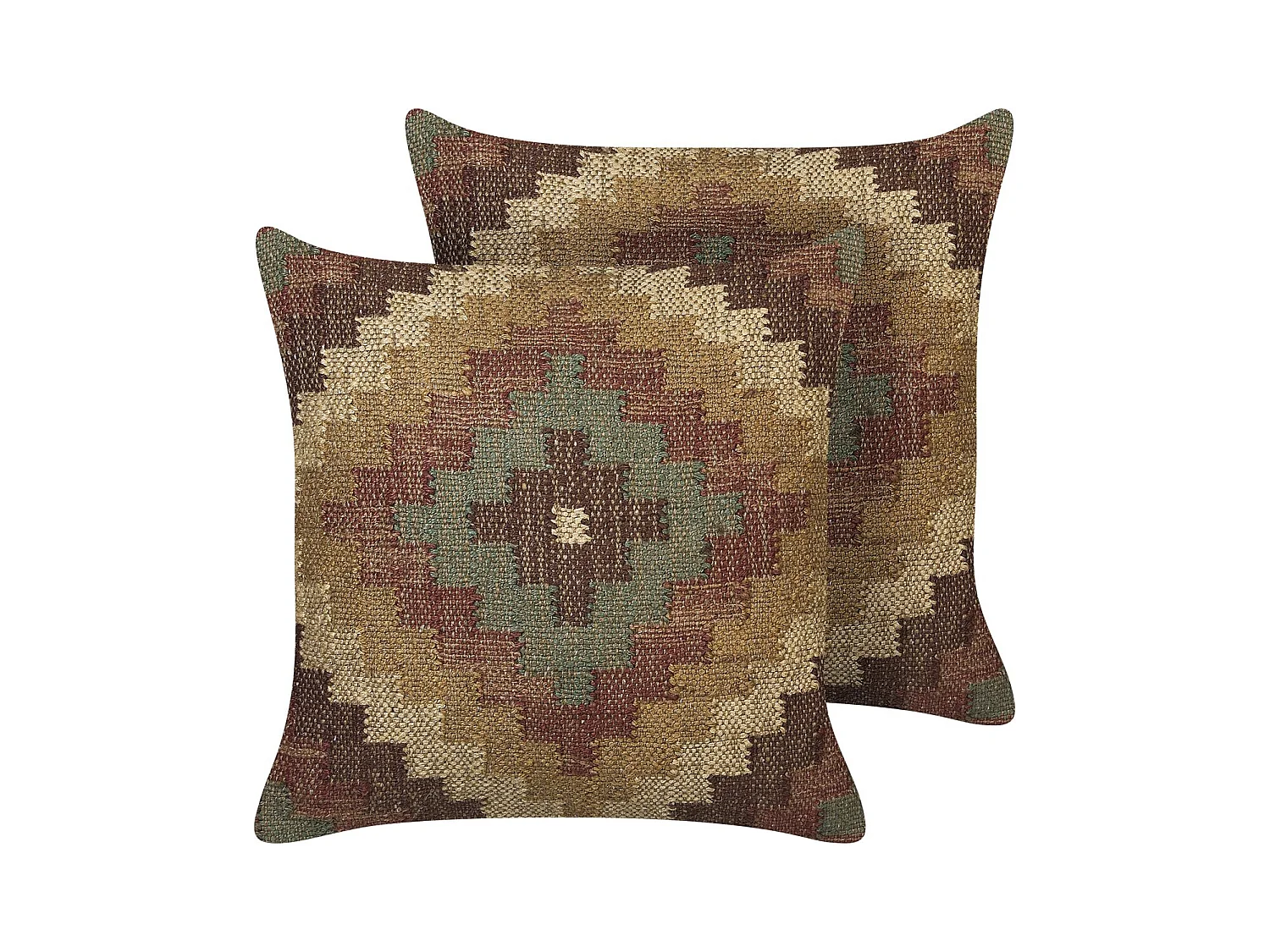 Lot de 2 coussins décoratifs MAGURI Jute 45 x 45 cm Marron Motif oriental