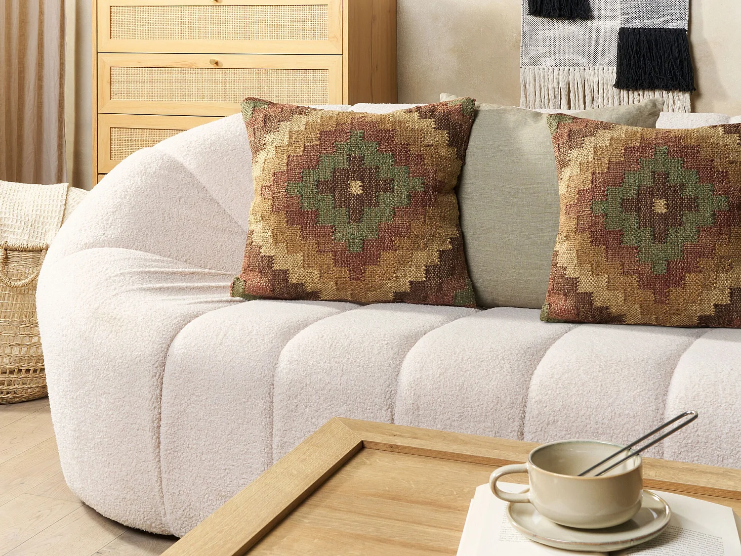 Conjunto de 2 almofadas decorativas MAGURI Juta 45 x 45 cm Castanho Padrão oriental