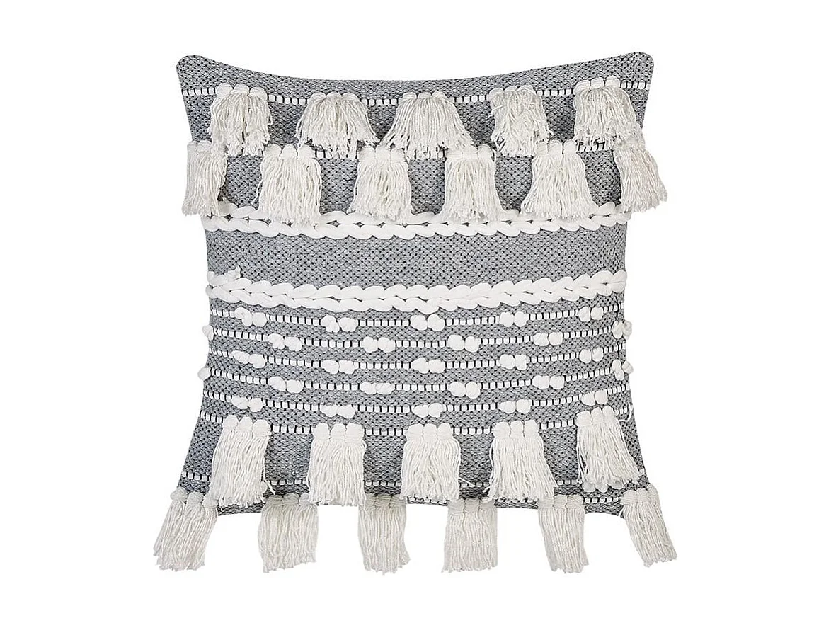 Almofada decorativa BRAHEA Algodão 45 x 45 cm Cinzento Às riscas