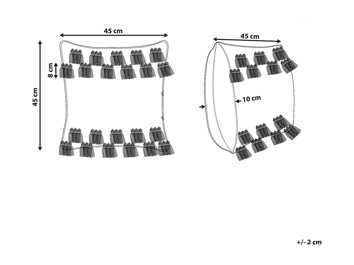 Almofada decorativa BRAHEA Algodão 45 x 45 cm Cinzento Às riscas