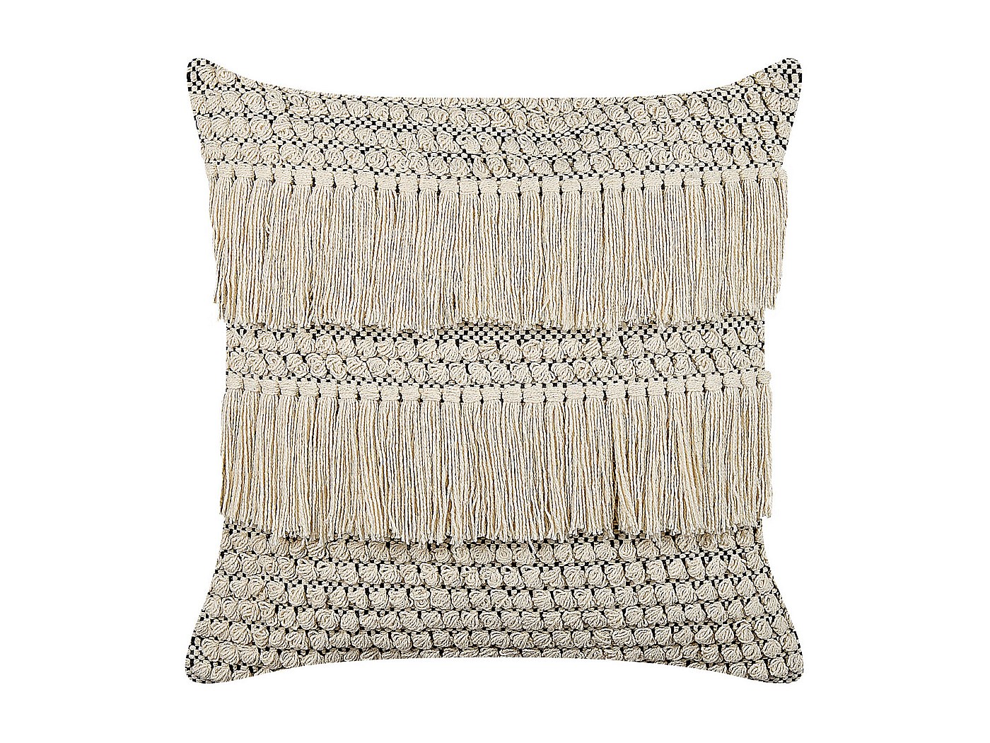 Enjoy Home Édredon Décoratif Beige Naturel Avec 4 Pompons Jute - 90x190cm 100% Coton OEKO-TEX - Collection Panama