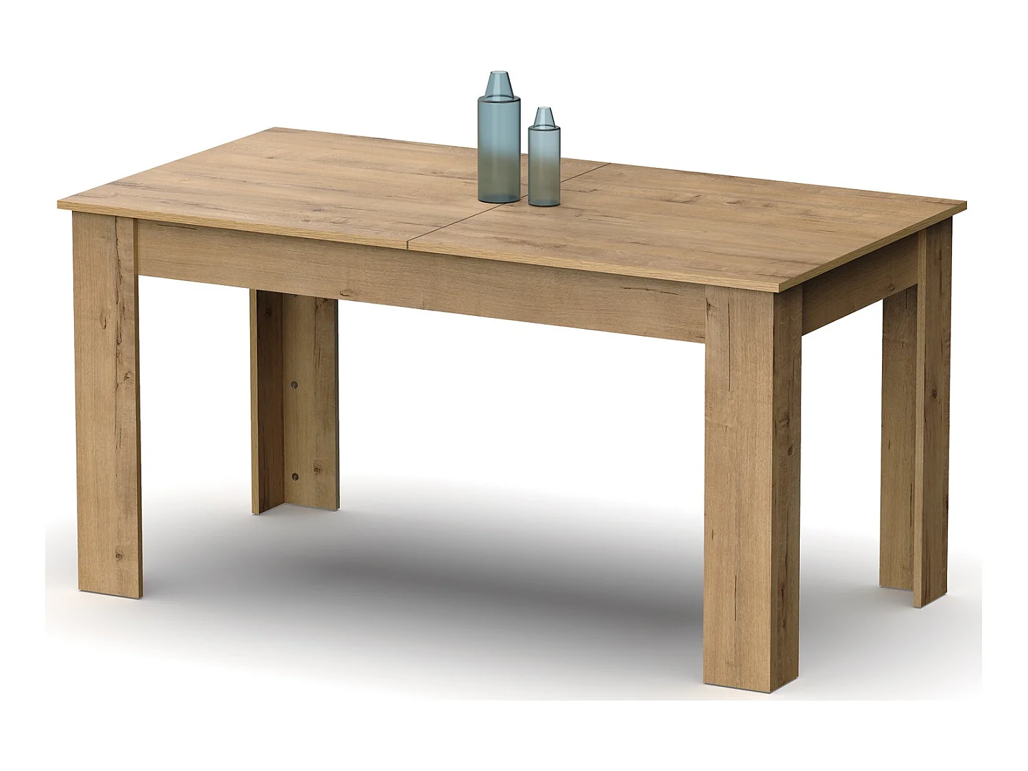 Table à manger extensible en aggloméré et mélamine coloris chêne doré - Longueur 140-195 x Profondeur 80 x Hauteur 77 cm