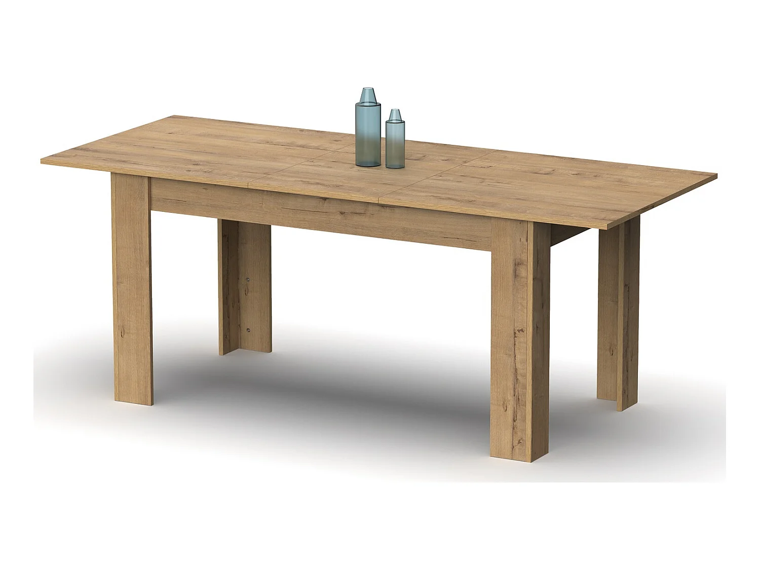 Table à manger extensible en aggloméré et mélamine coloris chêne doré - Longueur 140-195 x Profondeur 80 x Hauteur 77 cm