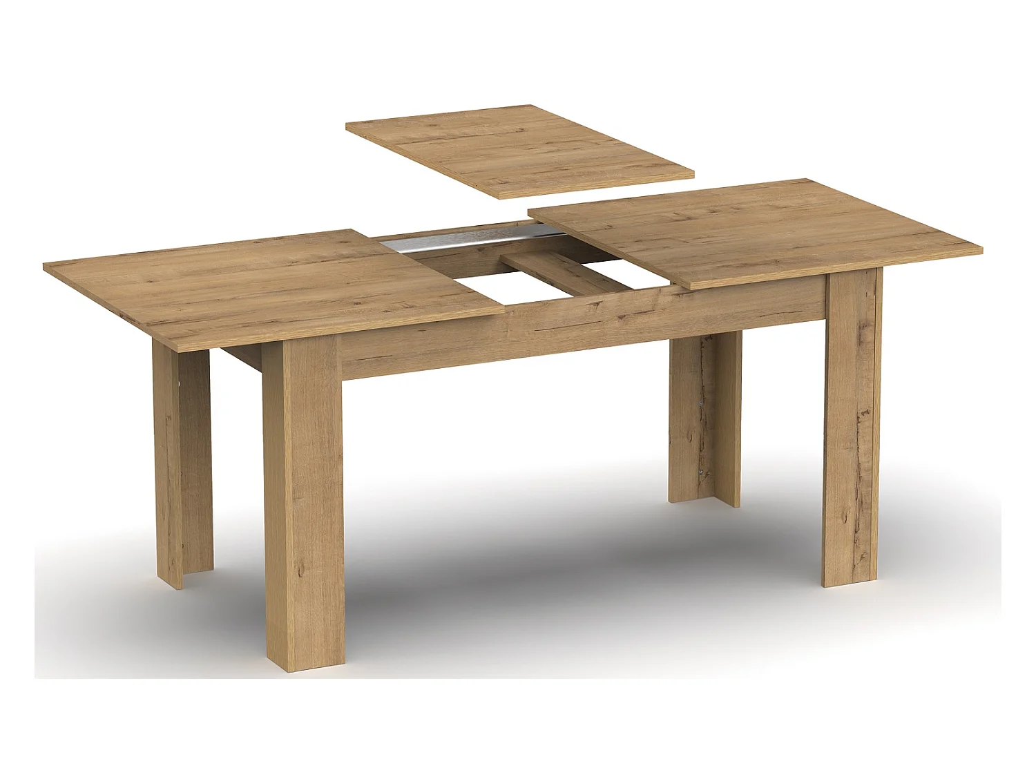 Table à manger extensible en aggloméré et mélamine coloris chêne doré - Longueur 140-195 x Profondeur 80 x Hauteur 77 cm