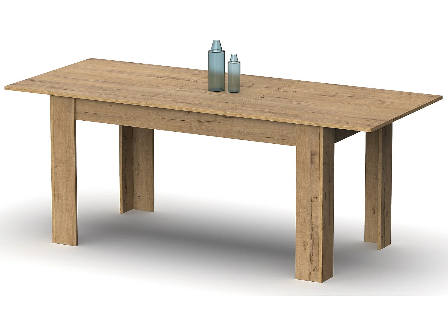 Table à manger extensible en aggloméré et mélamine coloris chêne doré - Longueur 140-195 x Profondeur 80 x Hauteur 77 cm