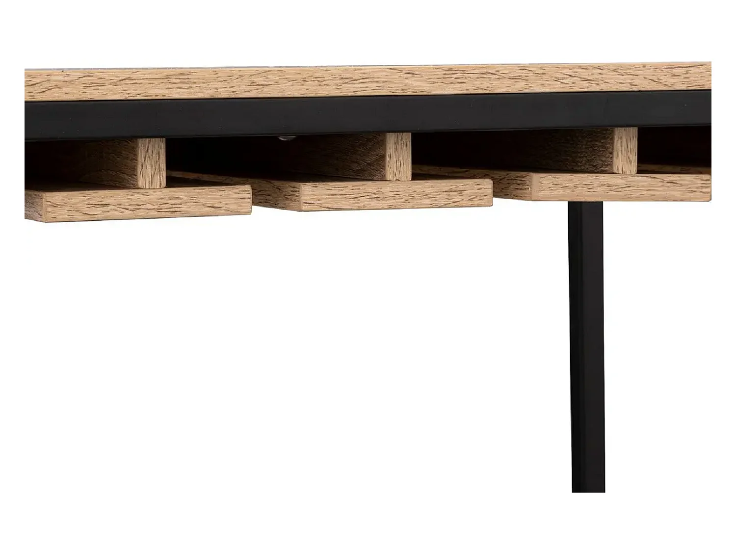 Meuble bar, porte-bouteilles en aggloméré naturel avec pieds en métal noir - Longueur 60 x Profondeur 30 x Hauteur 160 cm