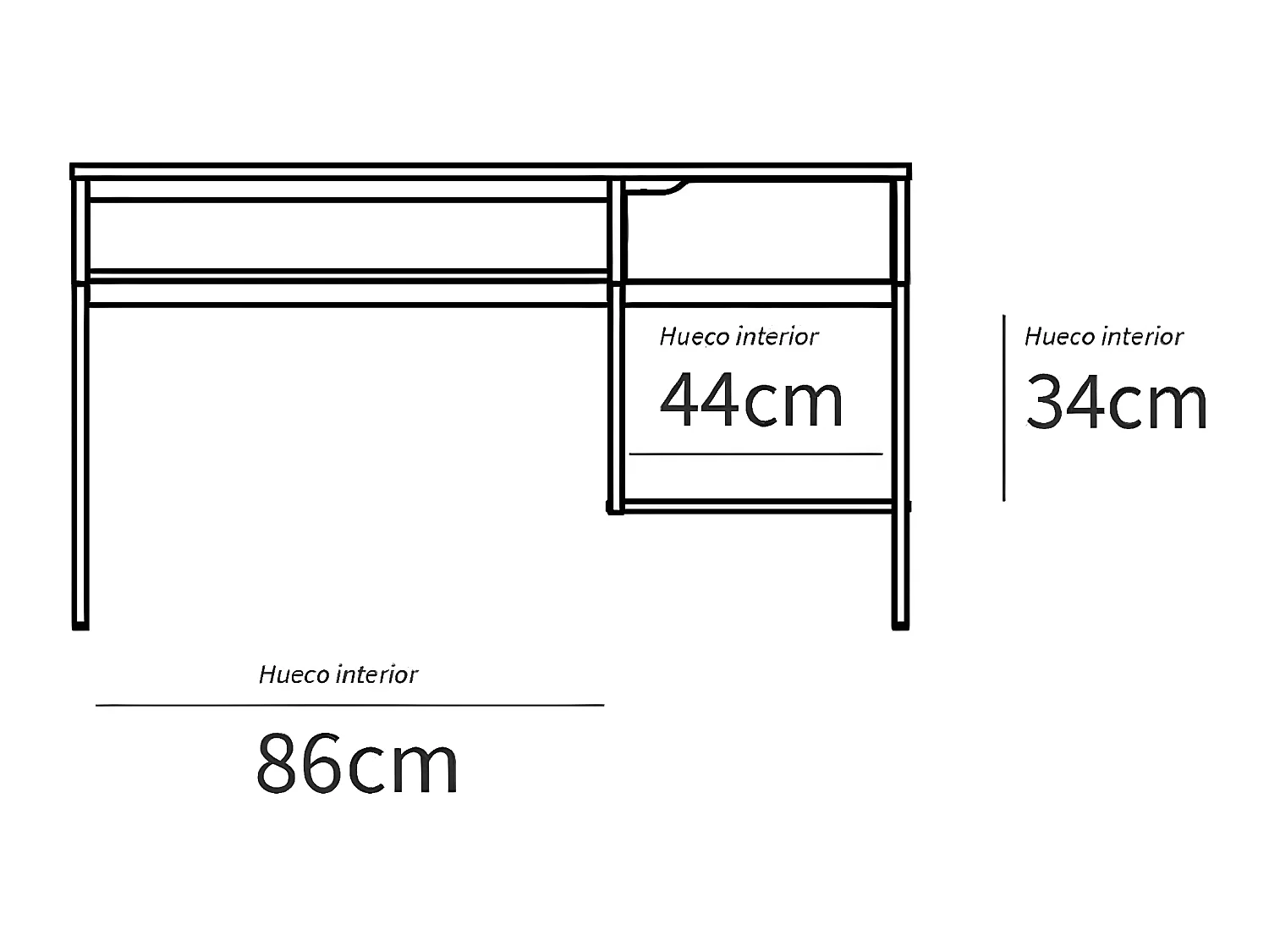 Bureau, table de travail en aggloméré finition chêne avec pieds en métal blanc - Longueur 137.5 x Profondeur 58 x Hauteur 76 cm