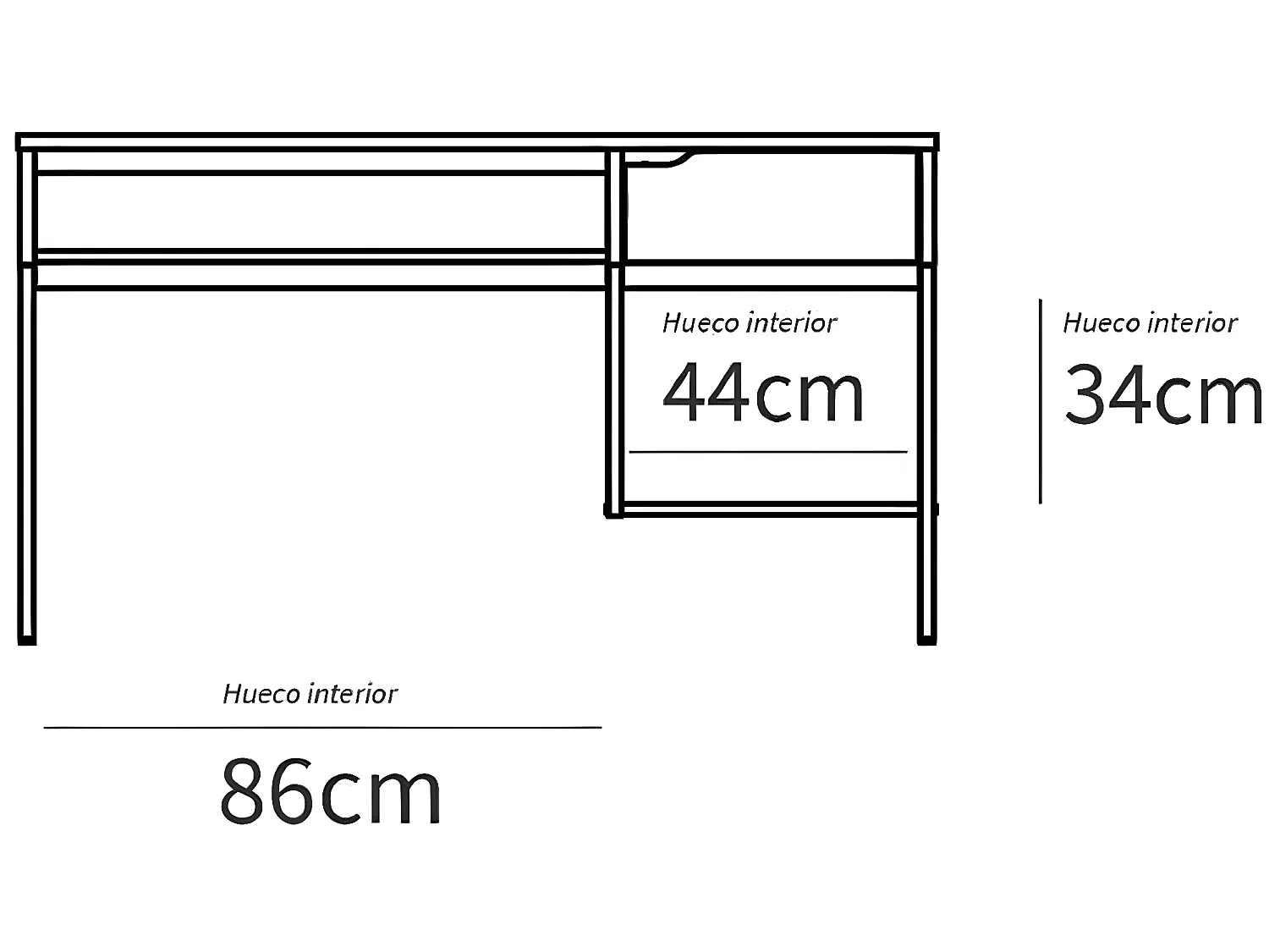 Bureau, table de travail en aggloméré finition chêne avec pieds en métal blanc - Longueur 137.5 x Profondeur 58 x Hauteur 76 cm