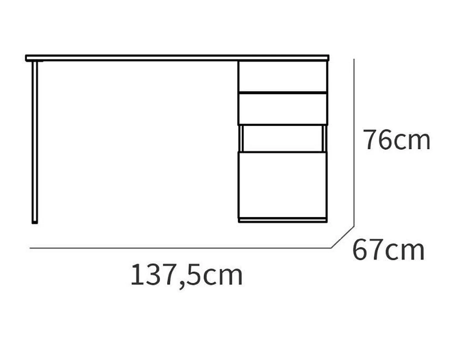 Bureau,table de travail en aggloméré finition gris foncé avec pied en métal noir-Longueur 137.5 x Profondeur 67 x Hauteur 76 cm