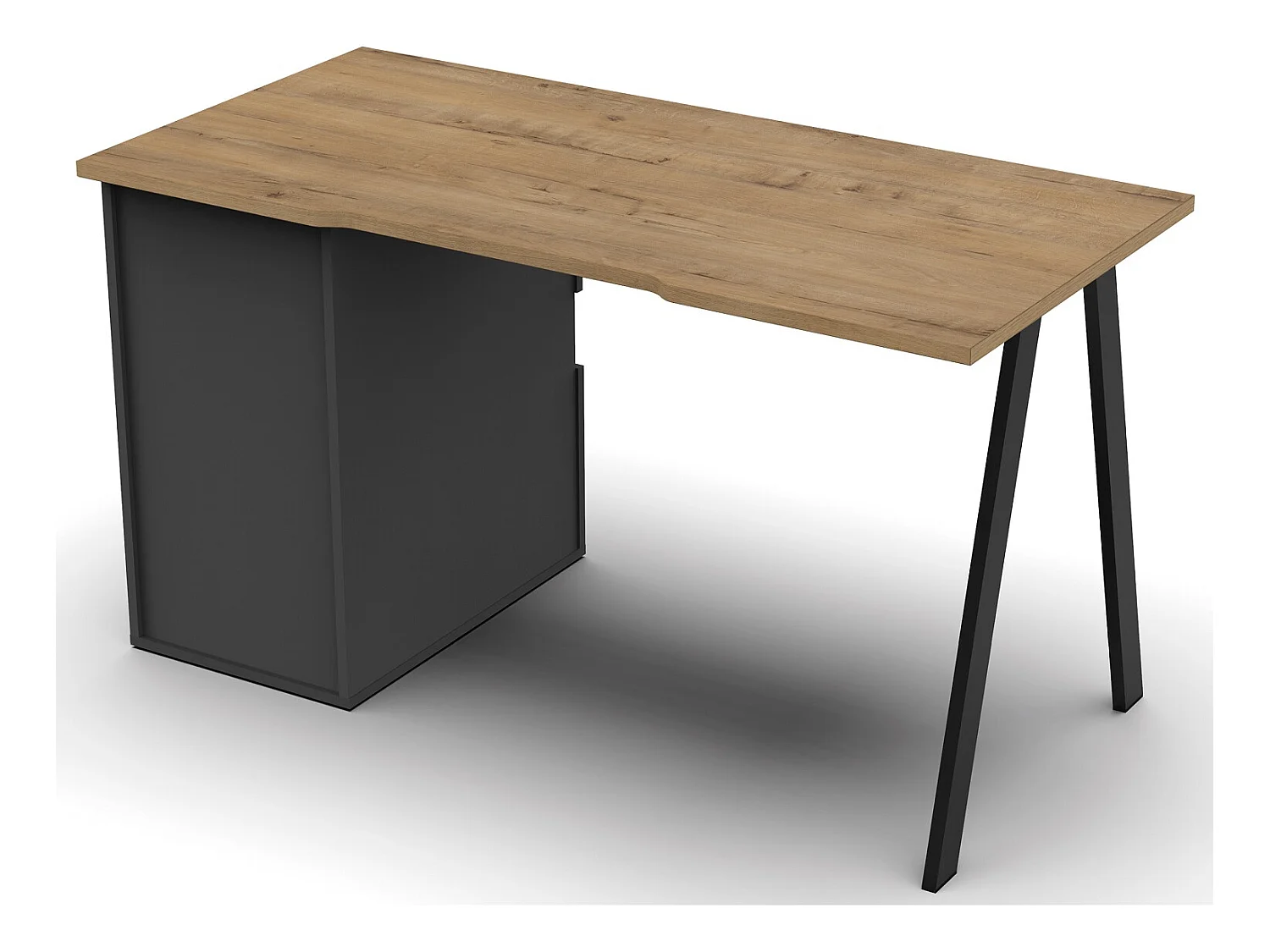 Bureau,table de travail en aggloméré finition gris foncé avec pied en métal noir-Longueur 137.5 x Profondeur 67 x Hauteur 76 cm