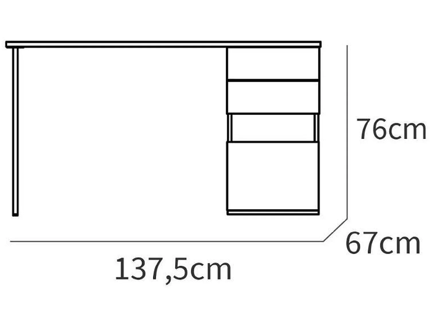 Bureau,table de travail en aggloméré finition gris foncé avec pied en métal noir-Longueur 137.5 x Profondeur 67 x Hauteur 76 cm