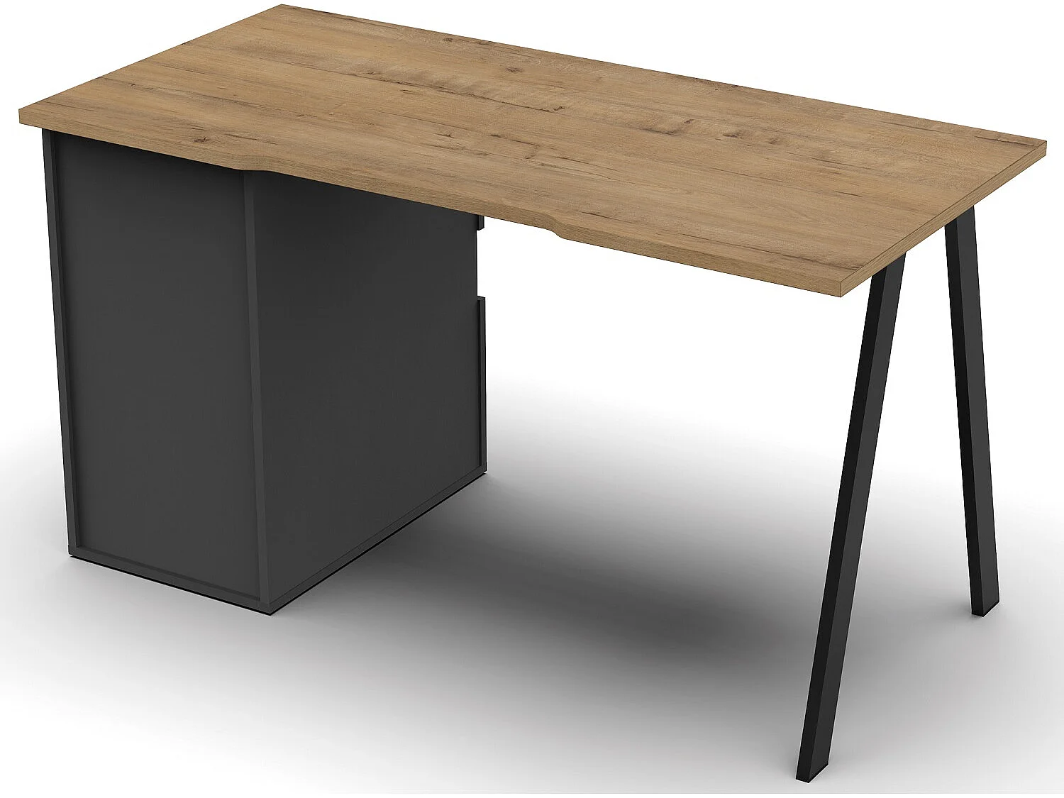 Bureau,table de travail en aggloméré finition gris foncé avec pied en métal noir-Longueur 137.5 x Profondeur 67 x Hauteur 76 cm