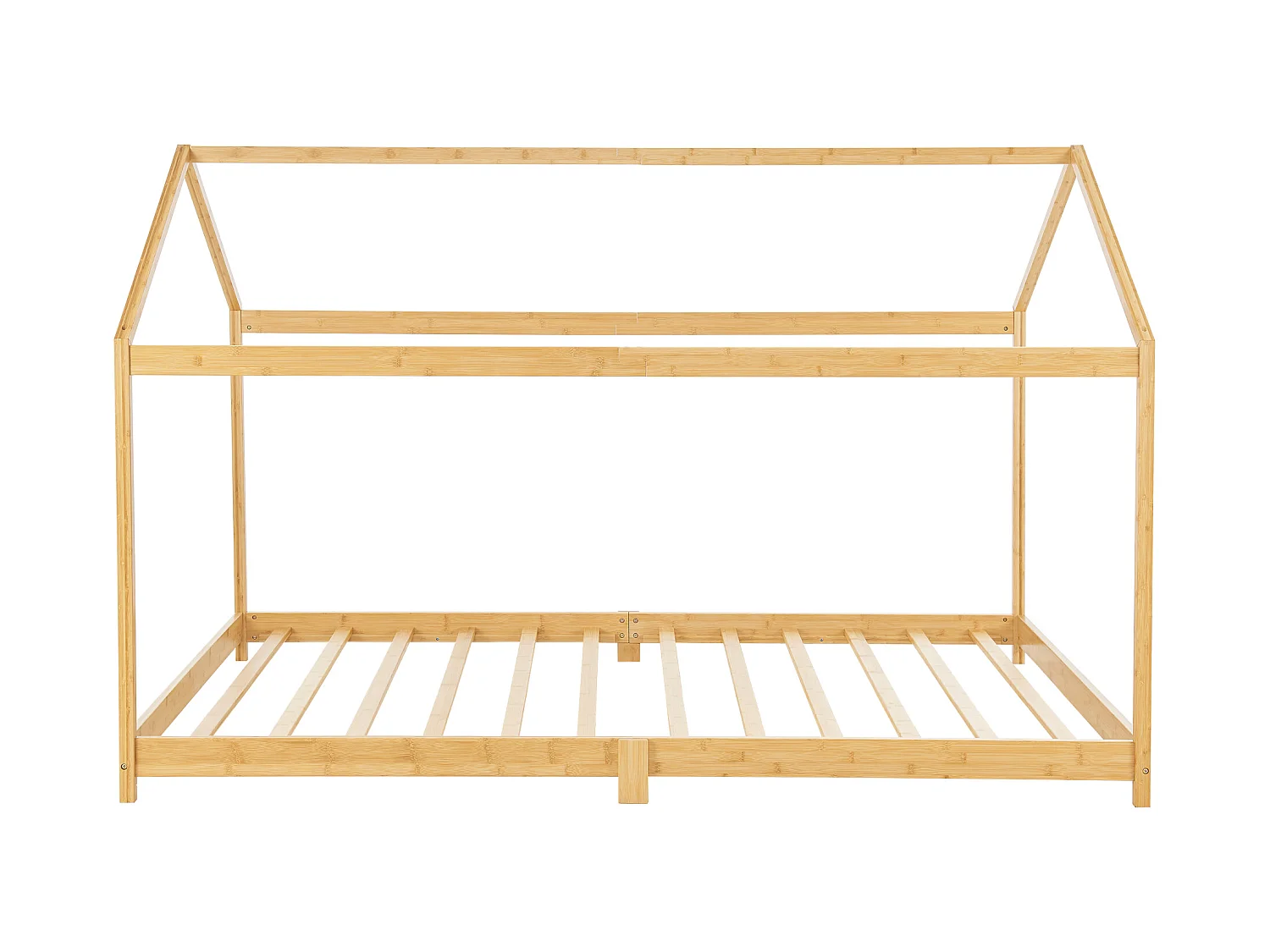 Lit cabane Vindafjord pour enfant 90 x 200 cm forme maison bambou naturel [en.casa]