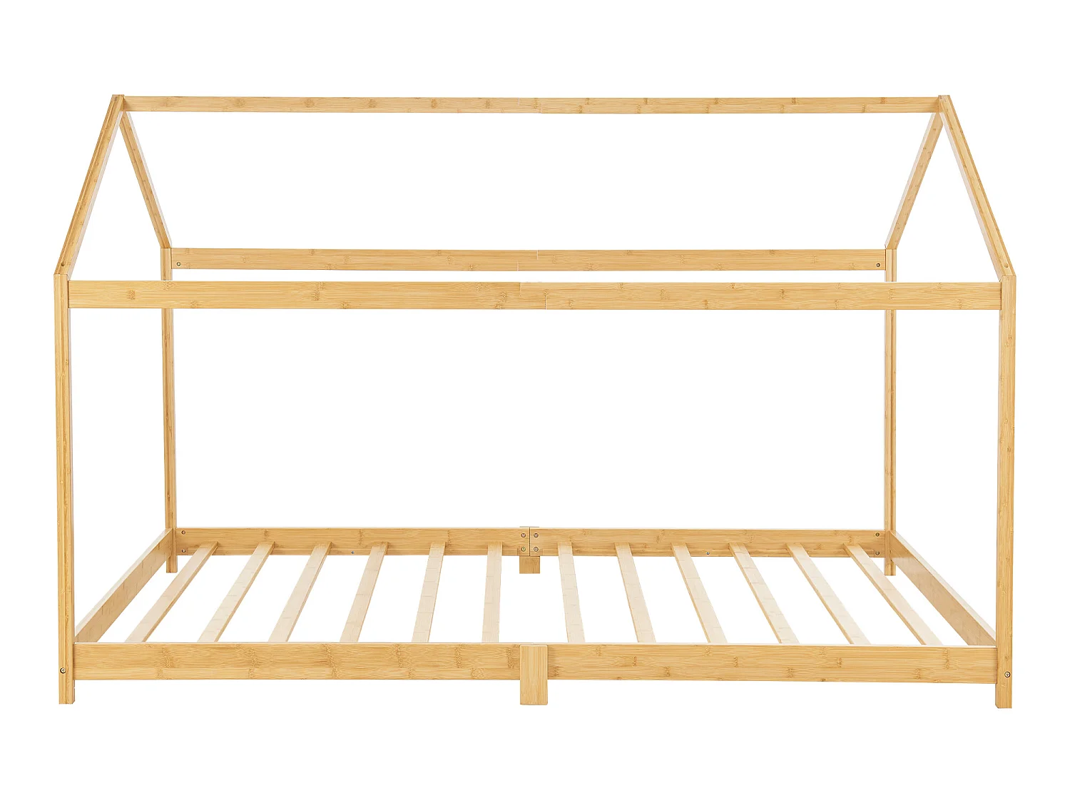 Lit cabane Vindafjord pour enfant 90 x 200 cm forme maison bambou naturel [en.casa]