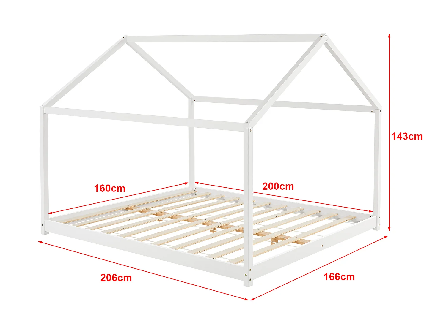 Lit cabane Cerro bois de pin 160 x 200 cm blanc [en.casa]