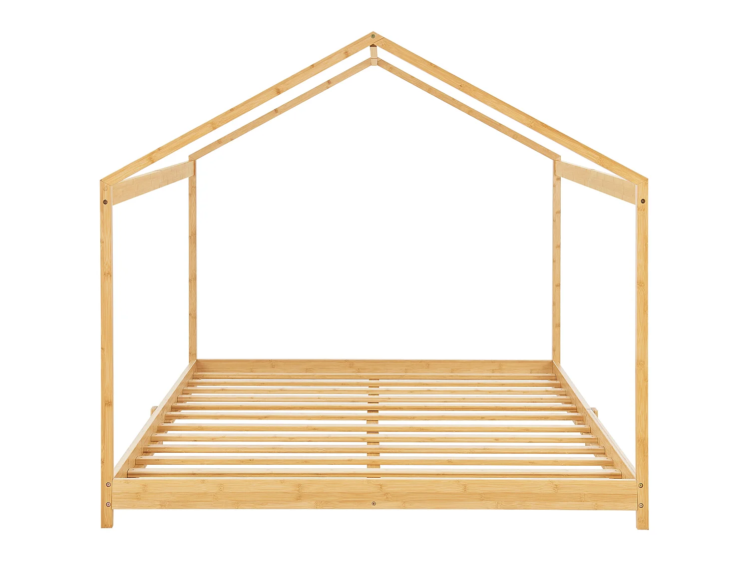 Lit cabane Vindafjord pour enfant 120 x 200 cm forme maison bambou naturel [en.casa]
