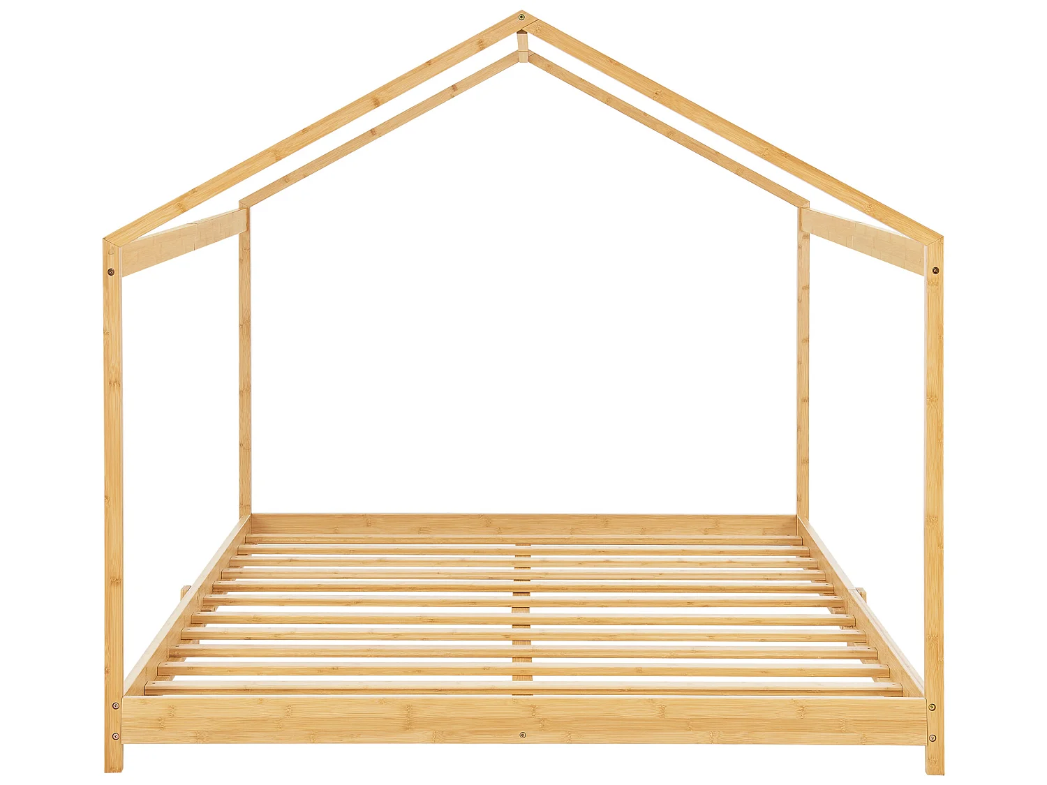 Lit cabane Vindafjord pour enfant 120 x 200 cm forme maison bambou naturel [en.casa]